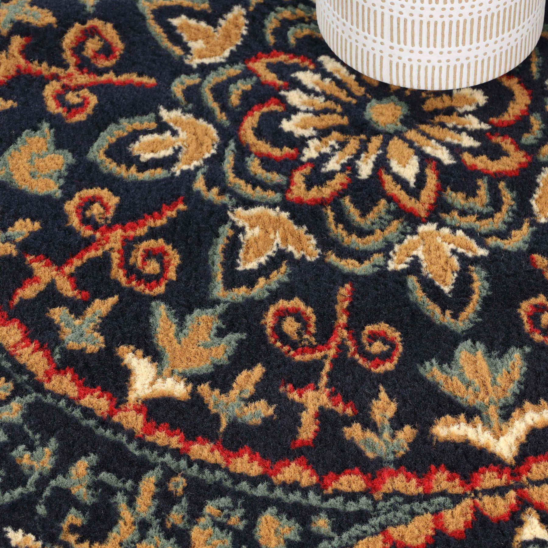 Fancy Geometric Medallion Floral Traditional Indoor Area Rug Midnight Blue