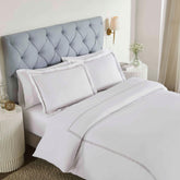 100% Cotton Two-Line Border Embroidered Duvet Cover Set