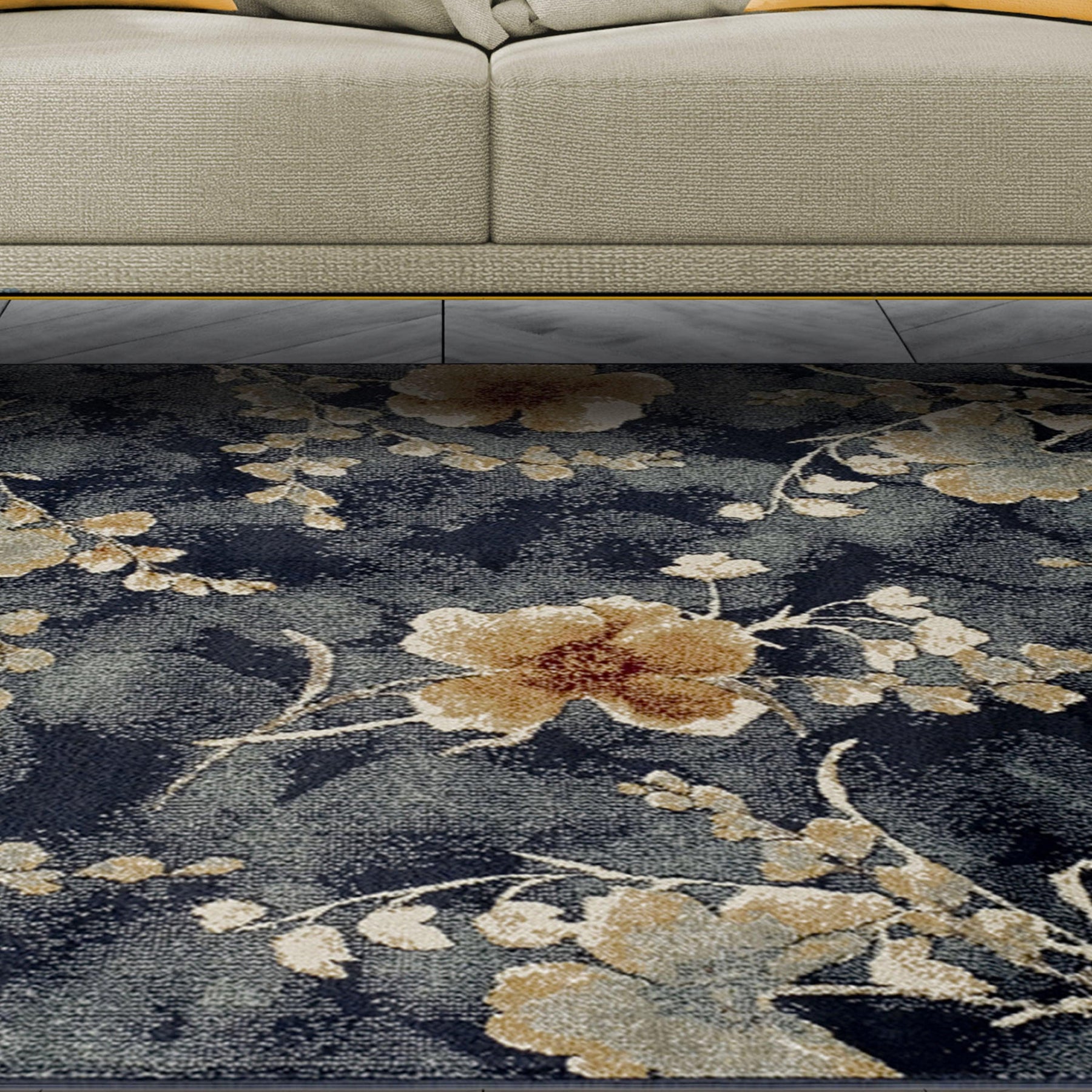 Fiore Modern Floral Indoor Area Rug Or Runner Rug