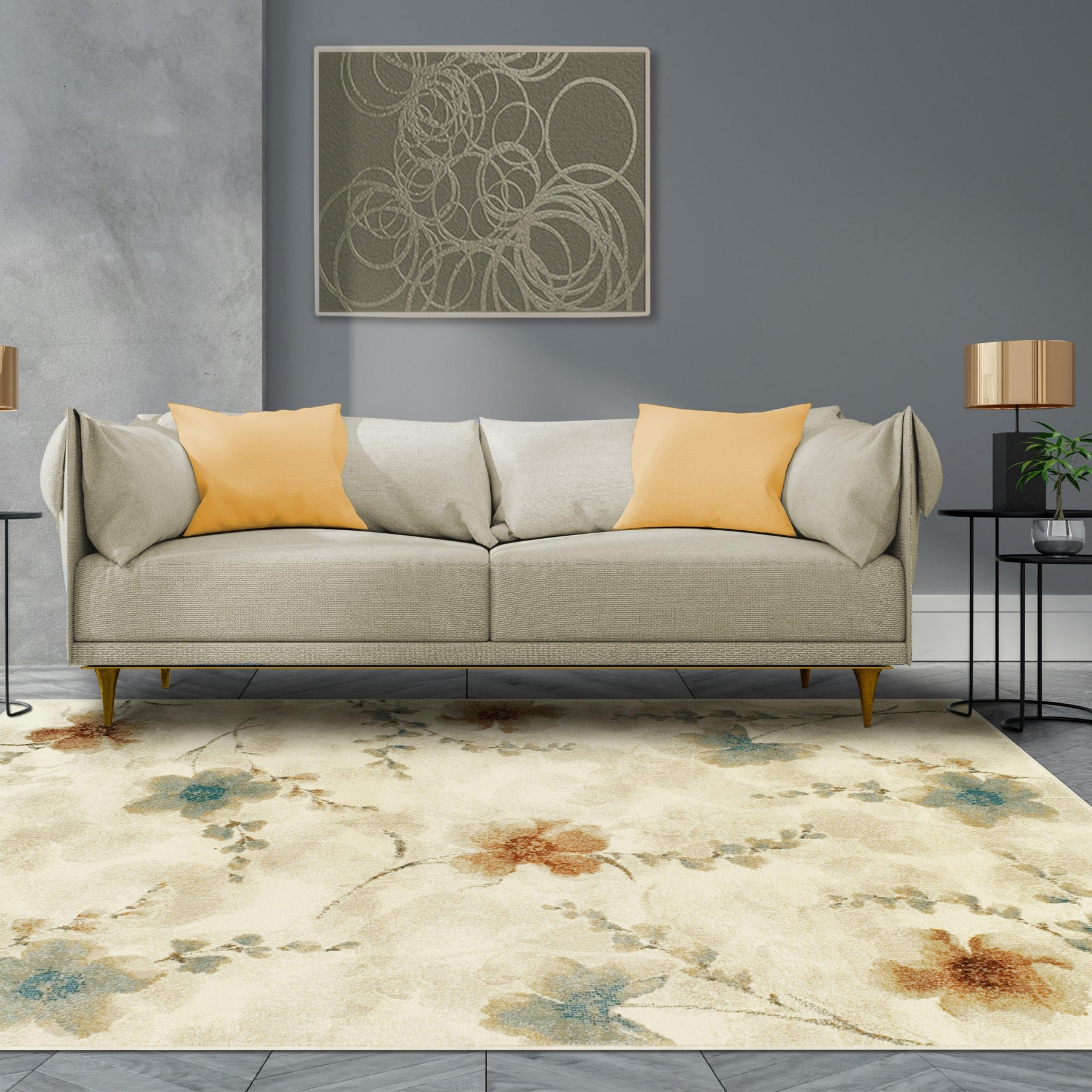 Fiore Modern Floral Indoor Area Rug Or Runner Rug