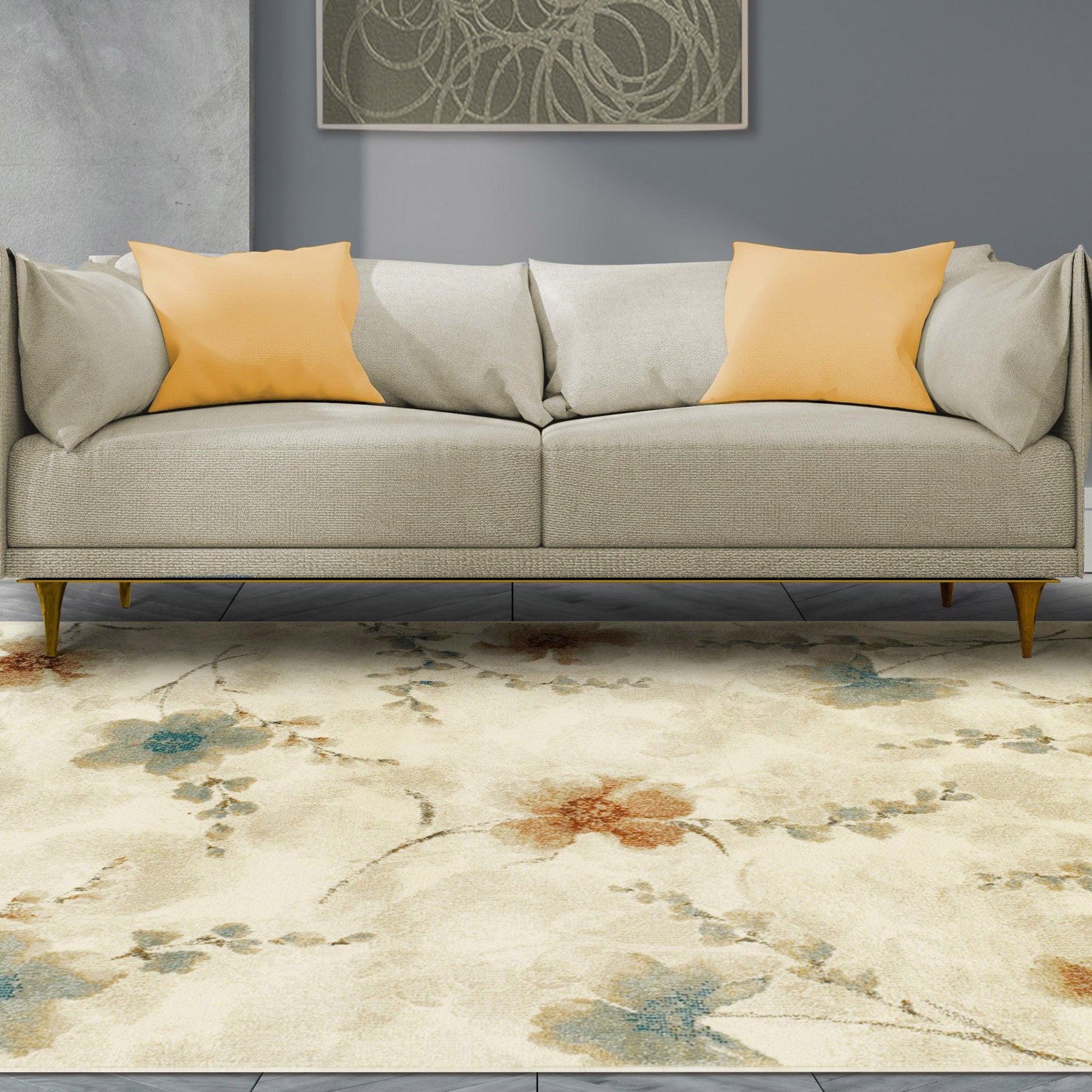 Fiore Modern Floral Indoor Area Rug Or Runner Rug