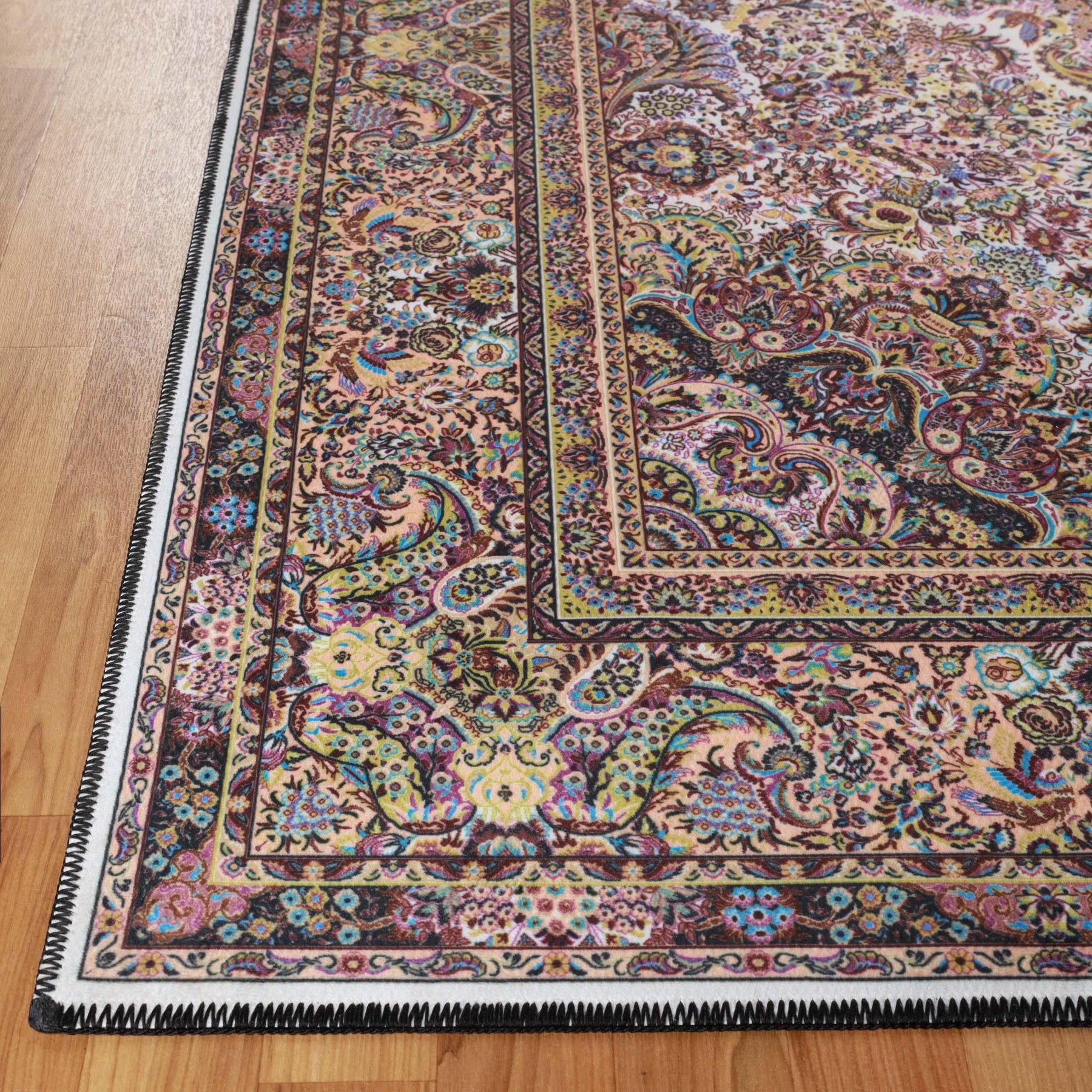Flamingo Modern Medallion Washable Indoor Area Rug or Runner