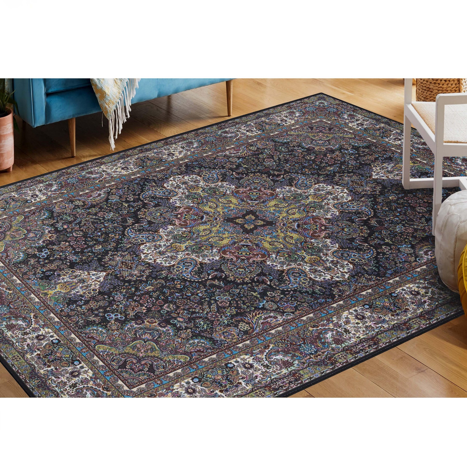 Flamingo Modern Medallion Washable Indoor Area Rug or Runner
