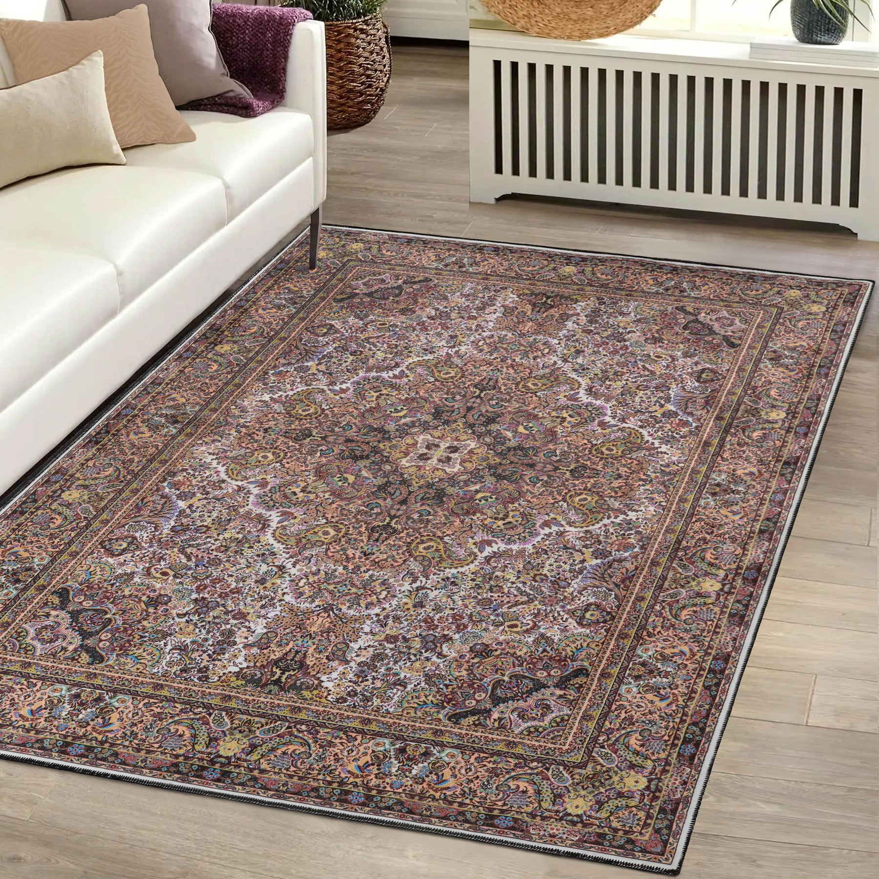 Flamingo Modern Medallion Washable Indoor Area Rug or Runner