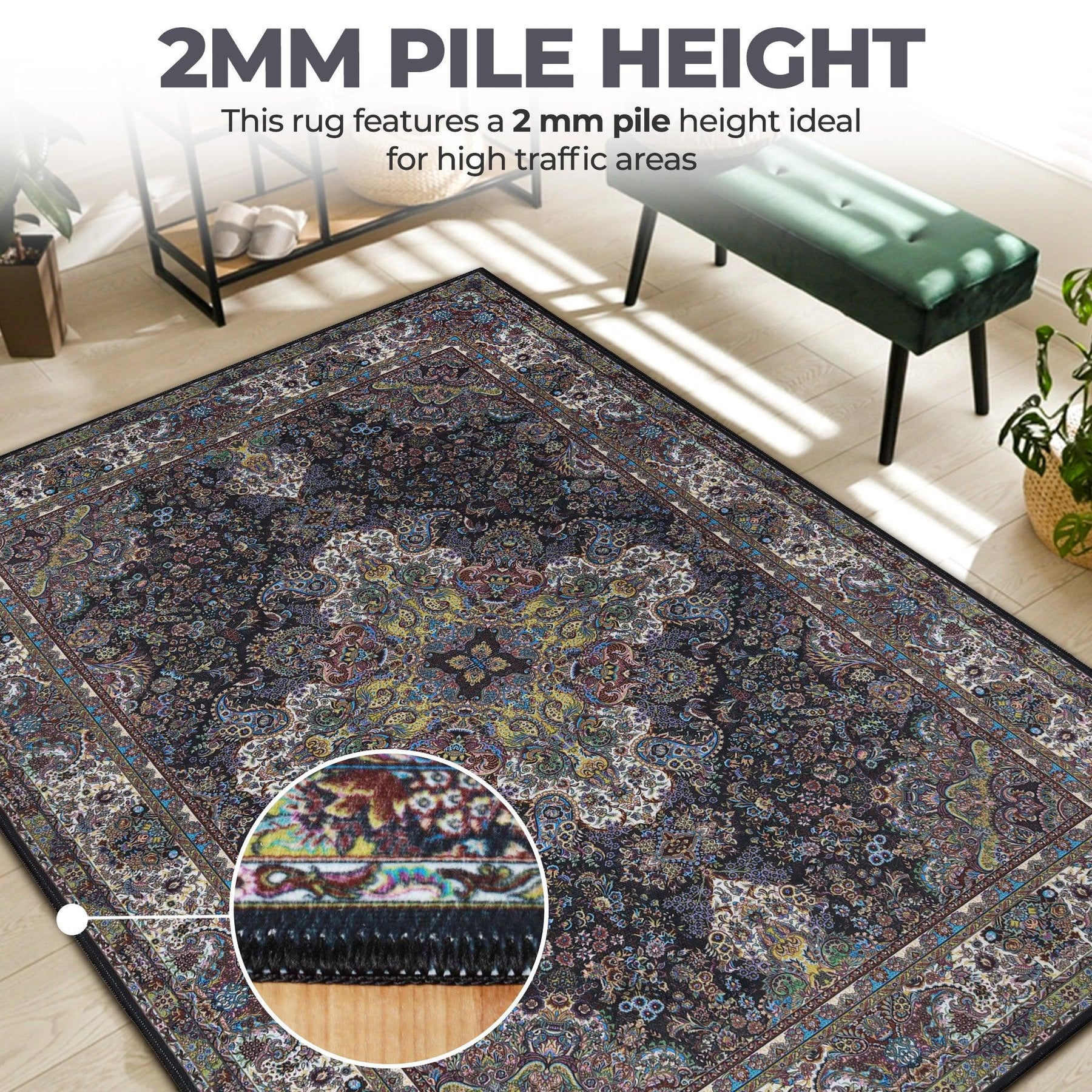 Flamingo Modern Medallion Washable Indoor Area Rug or Runner