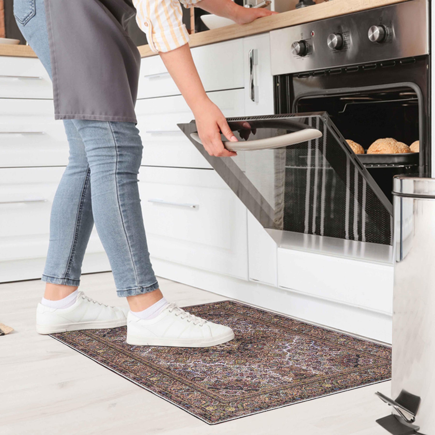 Flamingo Modern Medallion Washable Indoor Area Rug or Runner