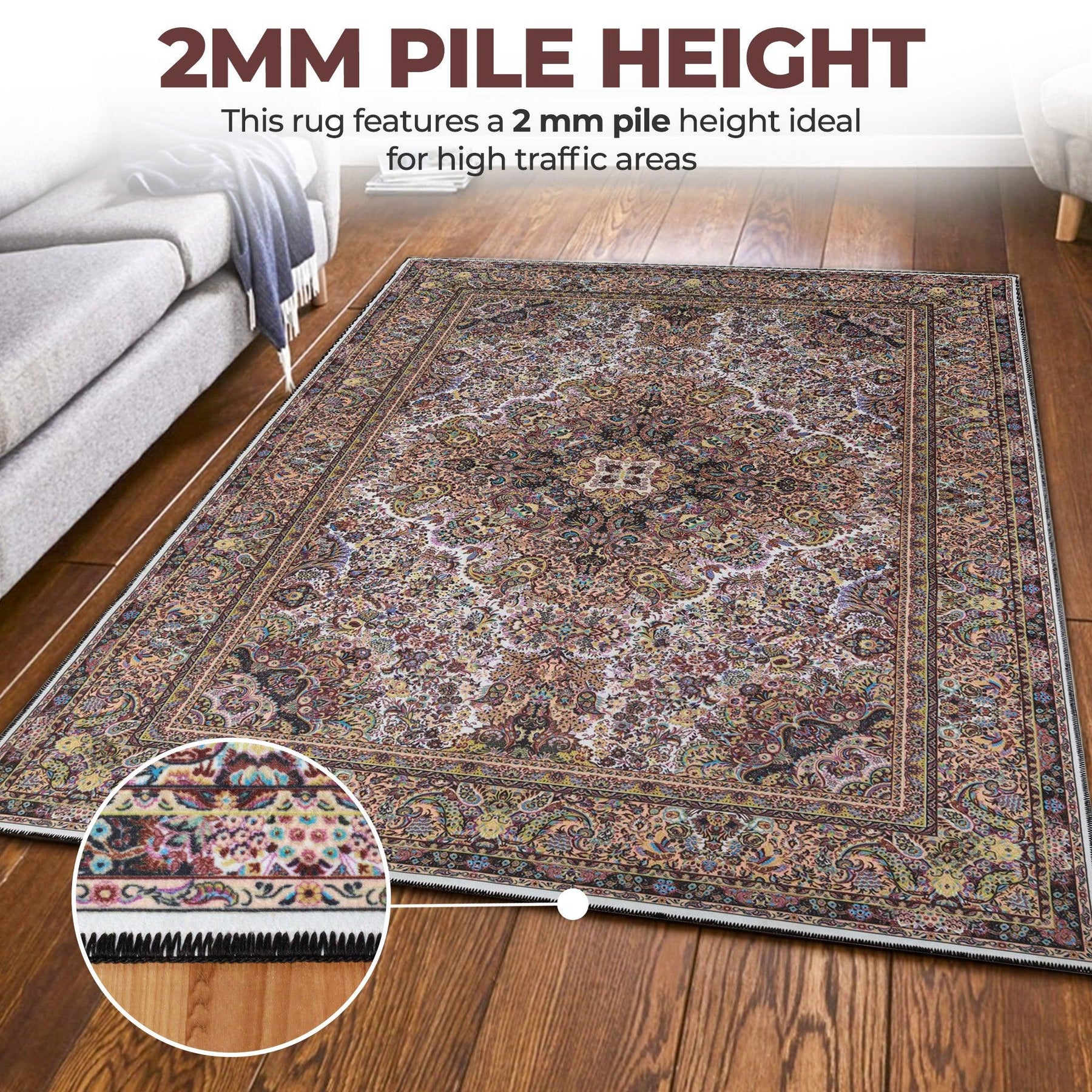 Flamingo Modern Medallion Washable Indoor Area Rug or Runner