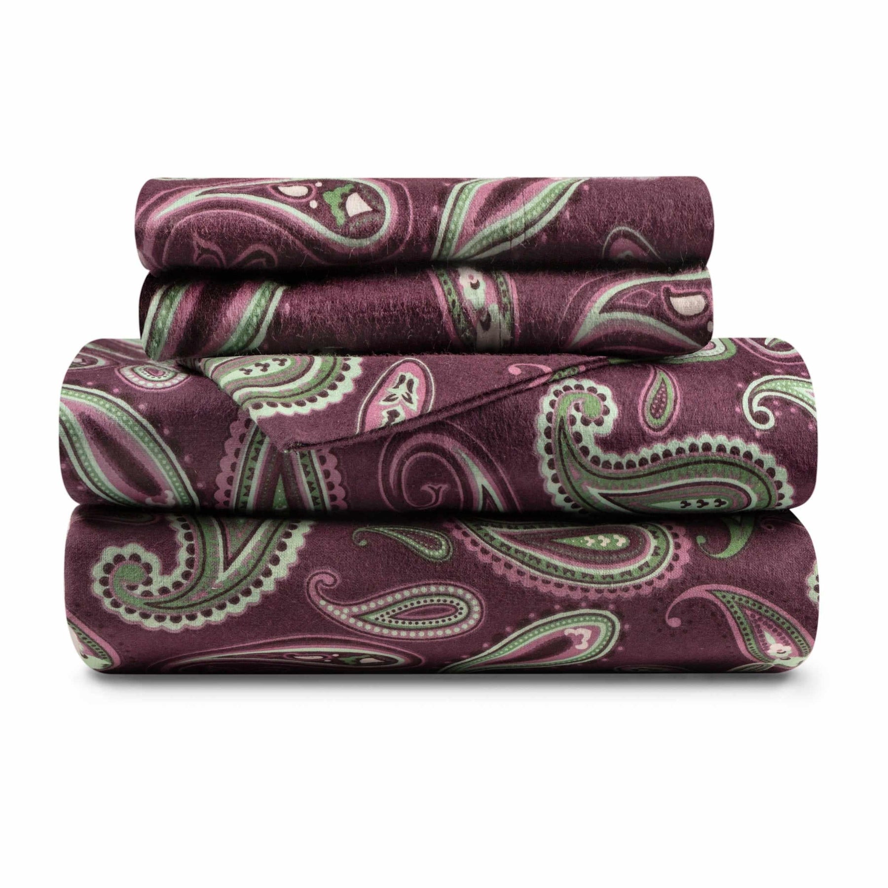 Flannel Brushed Cotton Floral Paisley Deep Pocket Bed Sheet Set