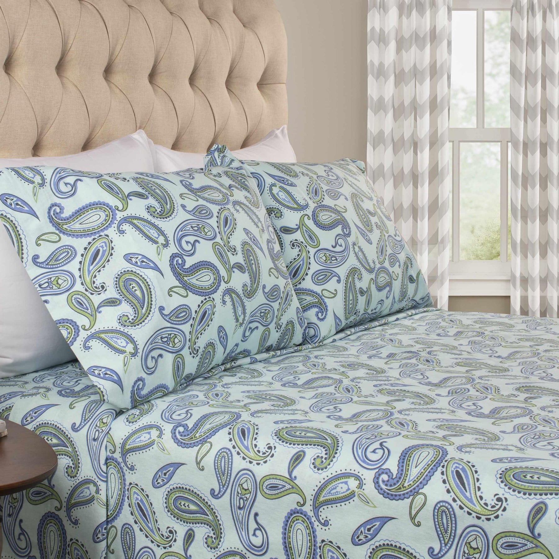 Flannel Brushed Cotton Floral Paisley Deep Pocket Bed Sheet Set