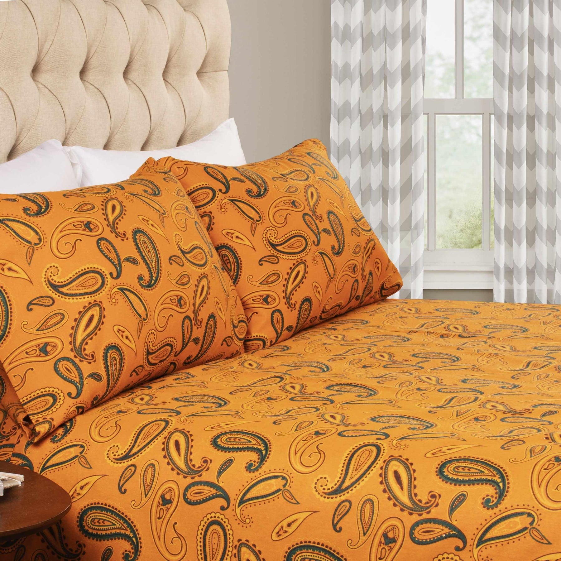 Flannel Brushed Cotton Floral Paisley Deep Pocket Bed Sheet Set