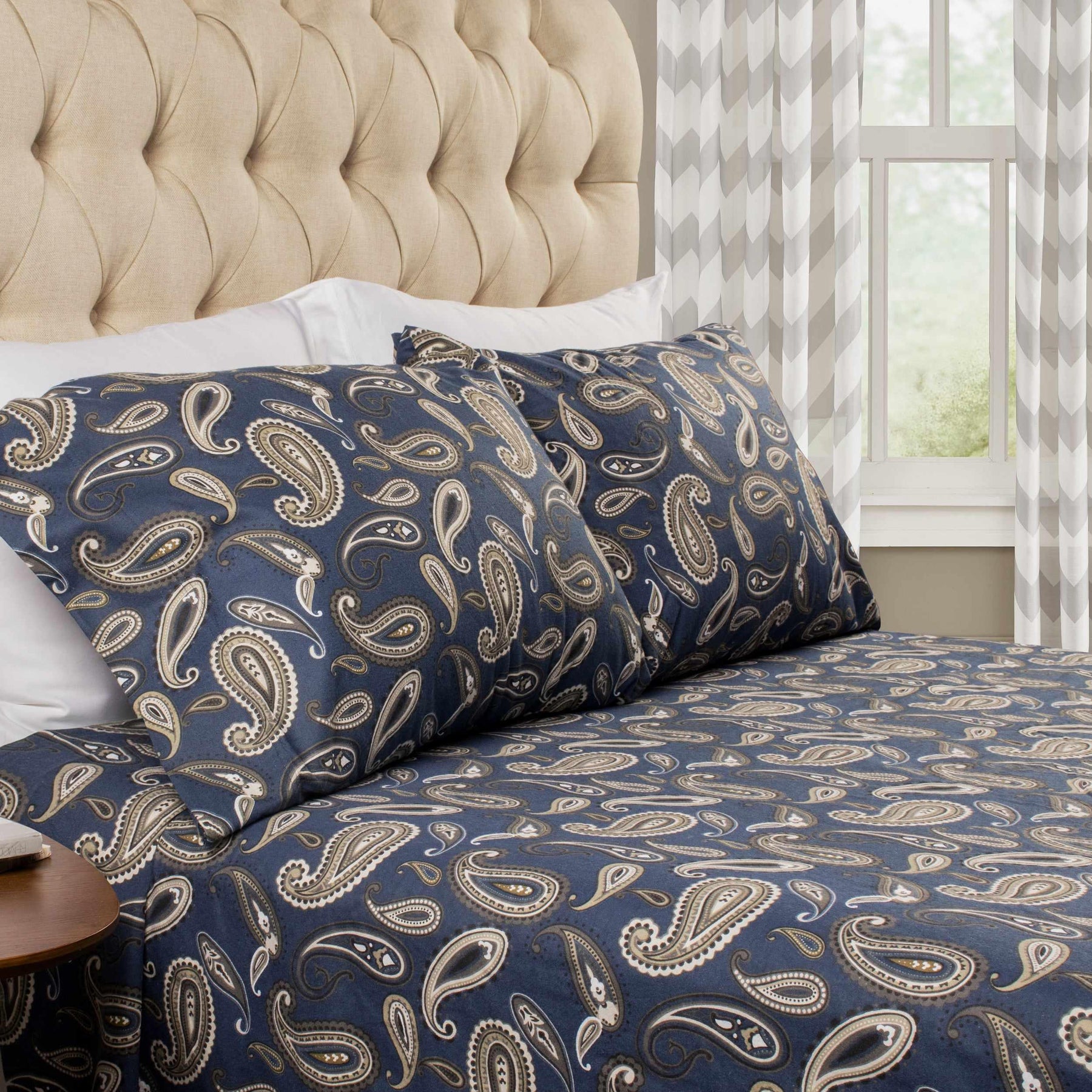 Flannel Brushed Cotton Floral Paisley Deep Pocket Bed Sheet Set