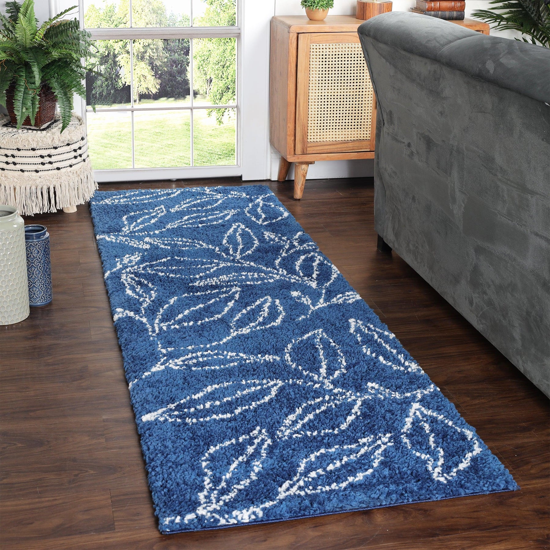 Flora Botanical Plush Shag Rugs Transitional Floral Indoor Area Rug