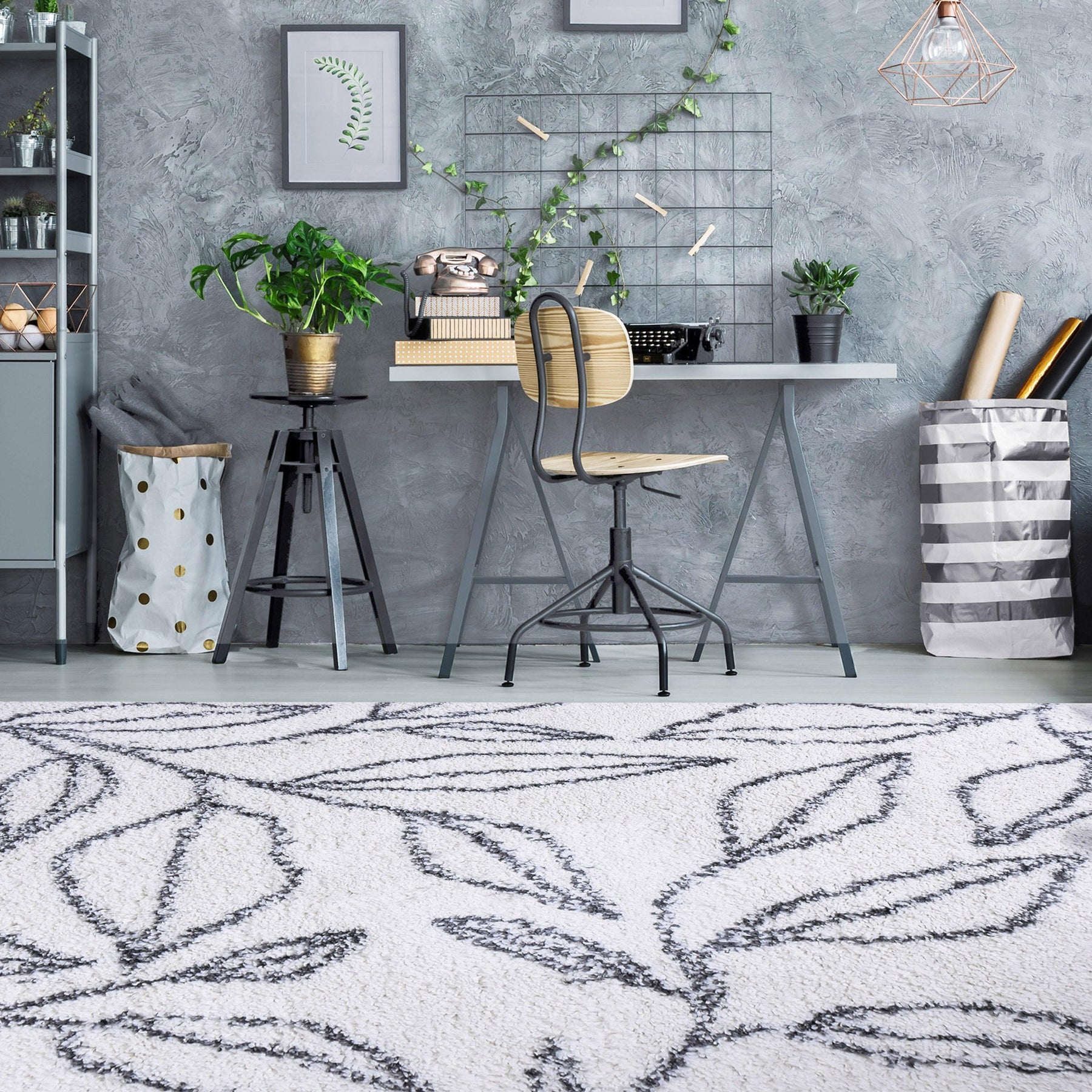 Flora Botanical Plush Shag Rugs Transitional Floral Indoor Area Rug