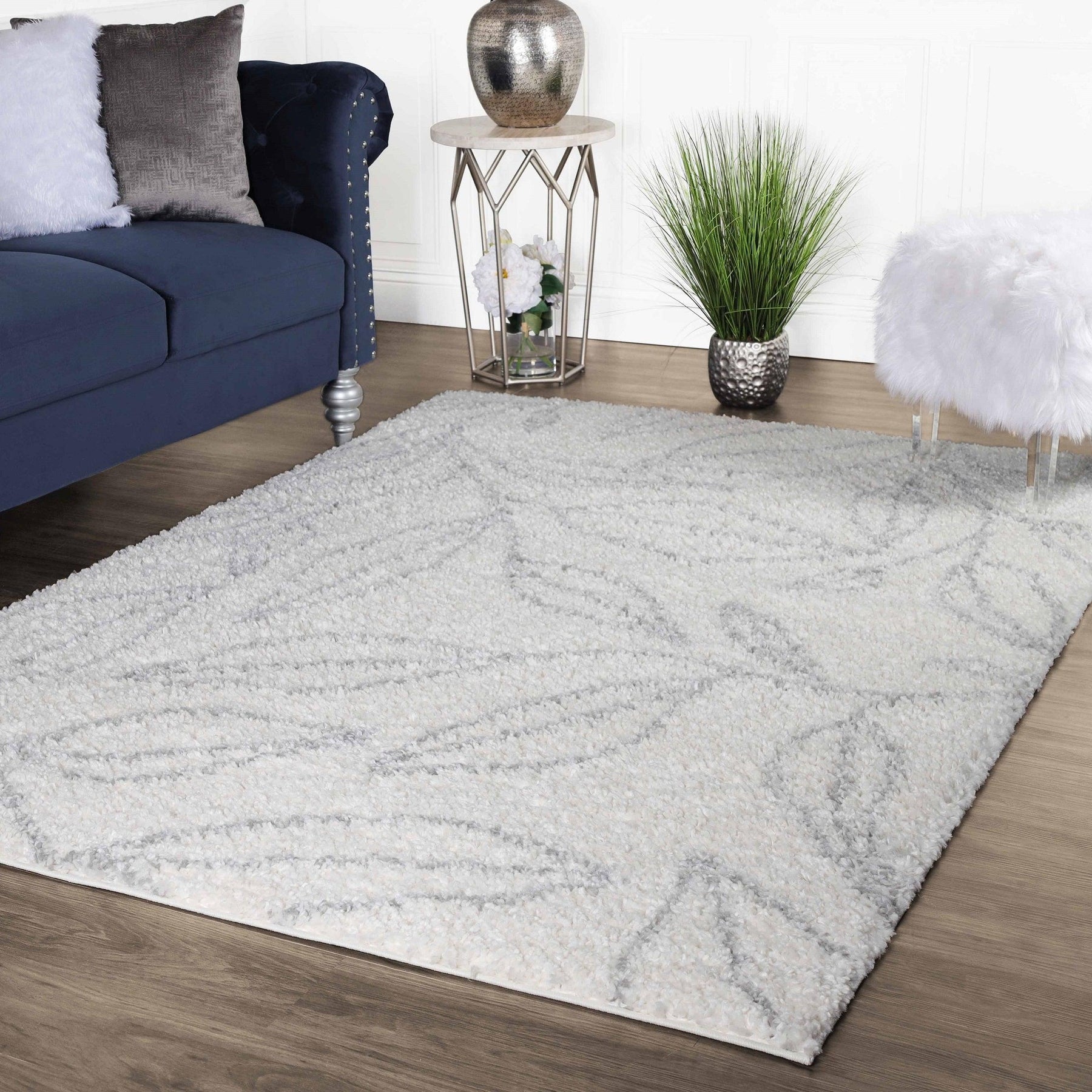 Flora Botanical Plush Shag Rugs Transitional Floral Indoor Area Rug
