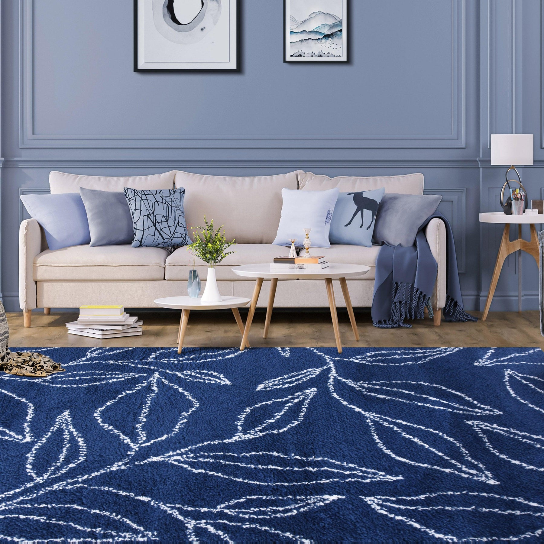 Flora Botanical Plush Shag Rugs Transitional Floral Indoor Area Rug