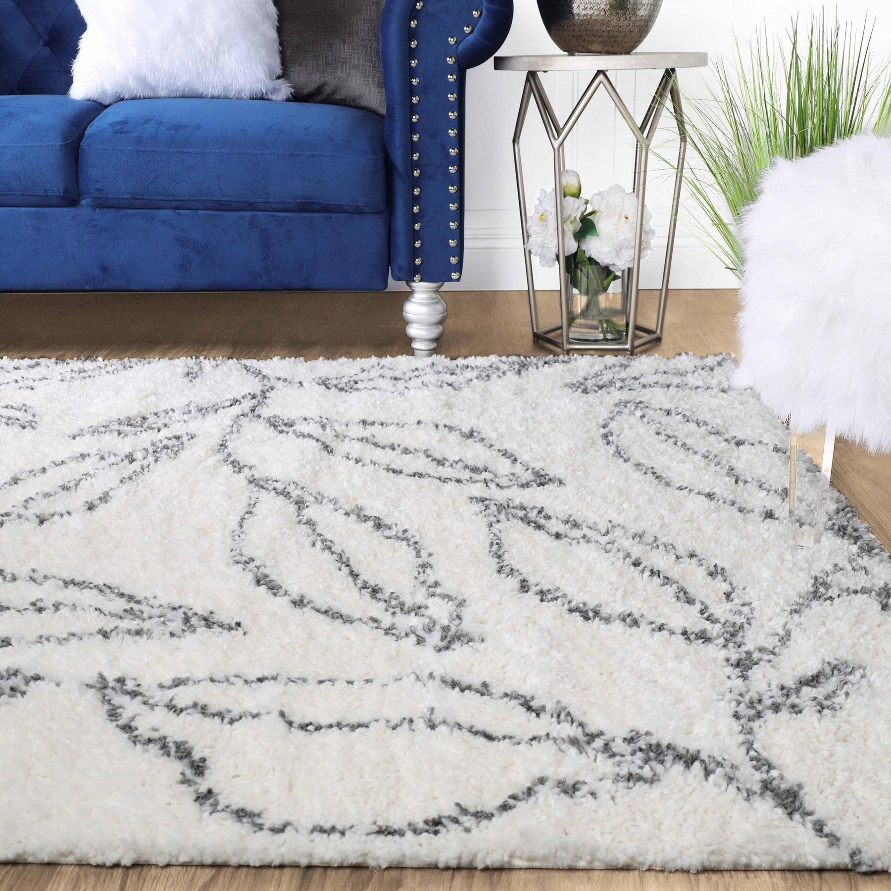 Flora Botanical Plush Shag Rugs Transitional Floral Indoor Area Rug