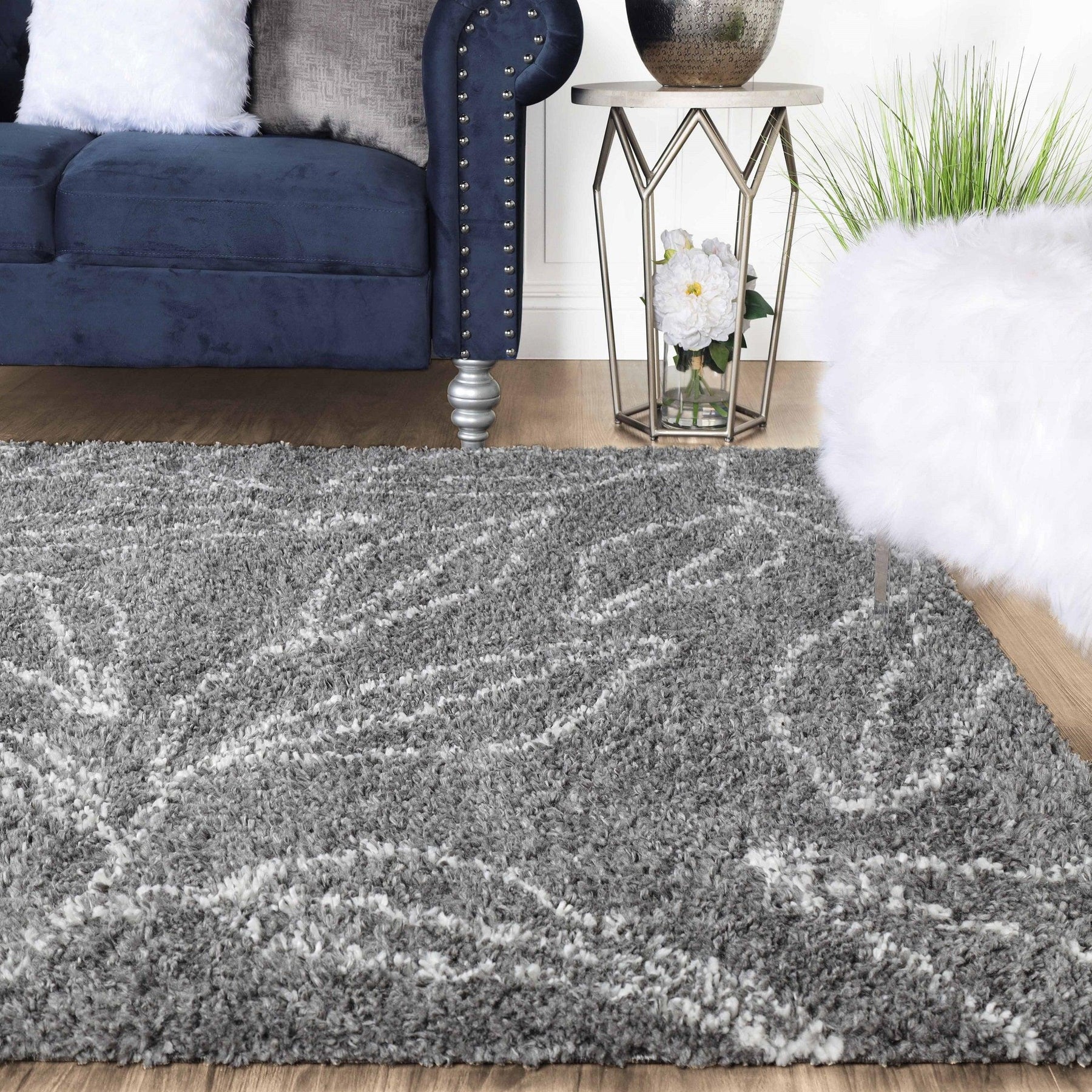 Flora Botanical Plush Shag Rugs Transitional Floral Indoor Area Rug
