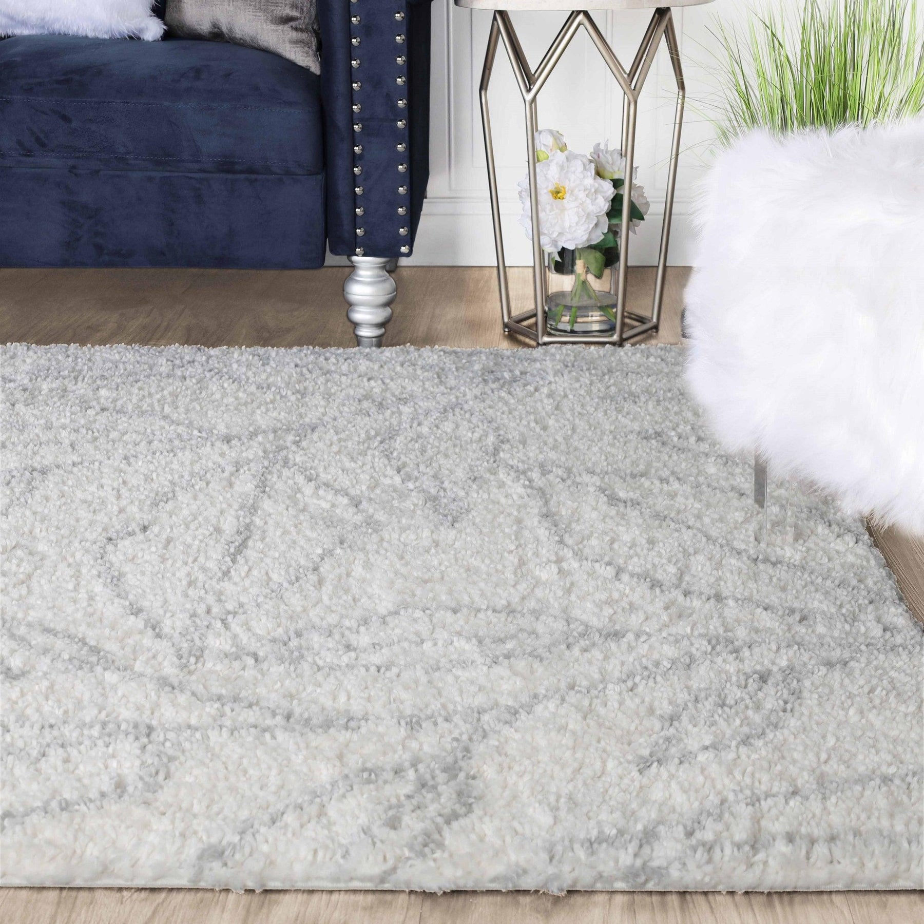 Flora Botanical Plush Shag Rugs Transitional Floral Indoor Area Rug