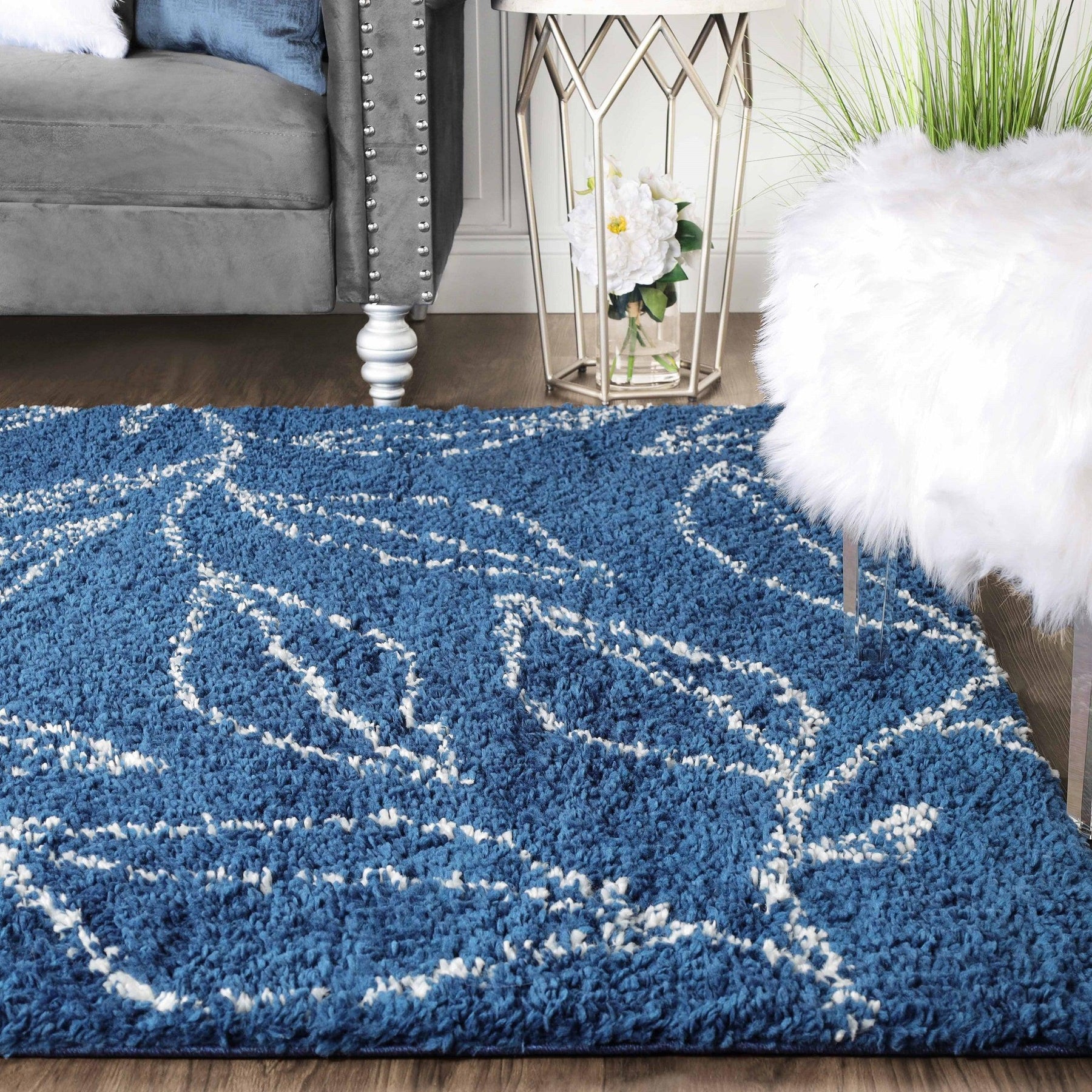 Flora Botanical Plush Shag Rugs Transitional Floral Indoor Area Rug