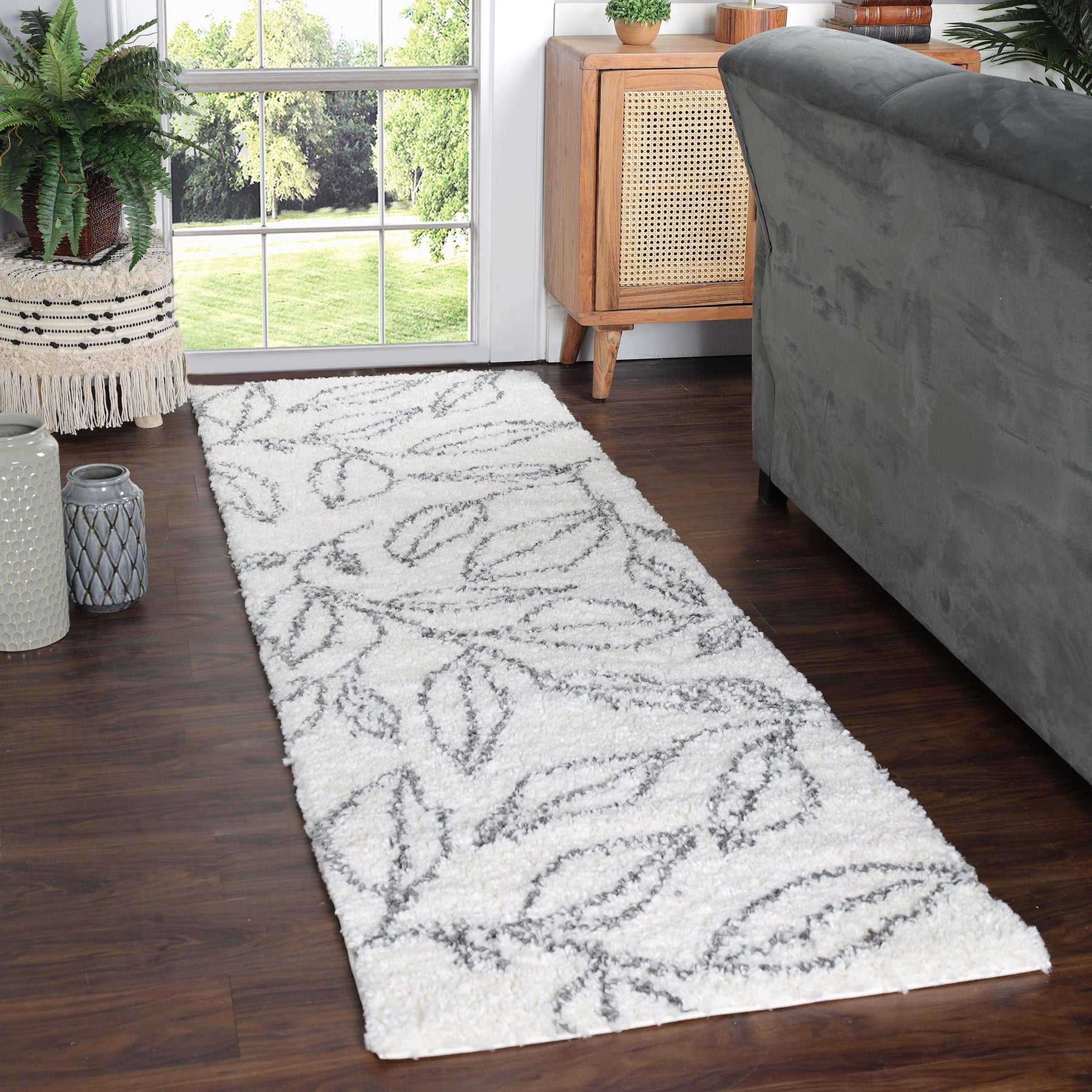 Flora Botanical Plush Shag Rugs Transitional Floral Indoor Area Rug