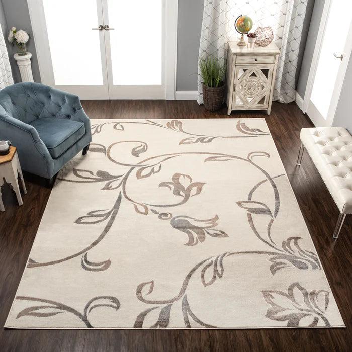 Floral Vines Scrolling Indoor Large Area Rugs or Runner Rug