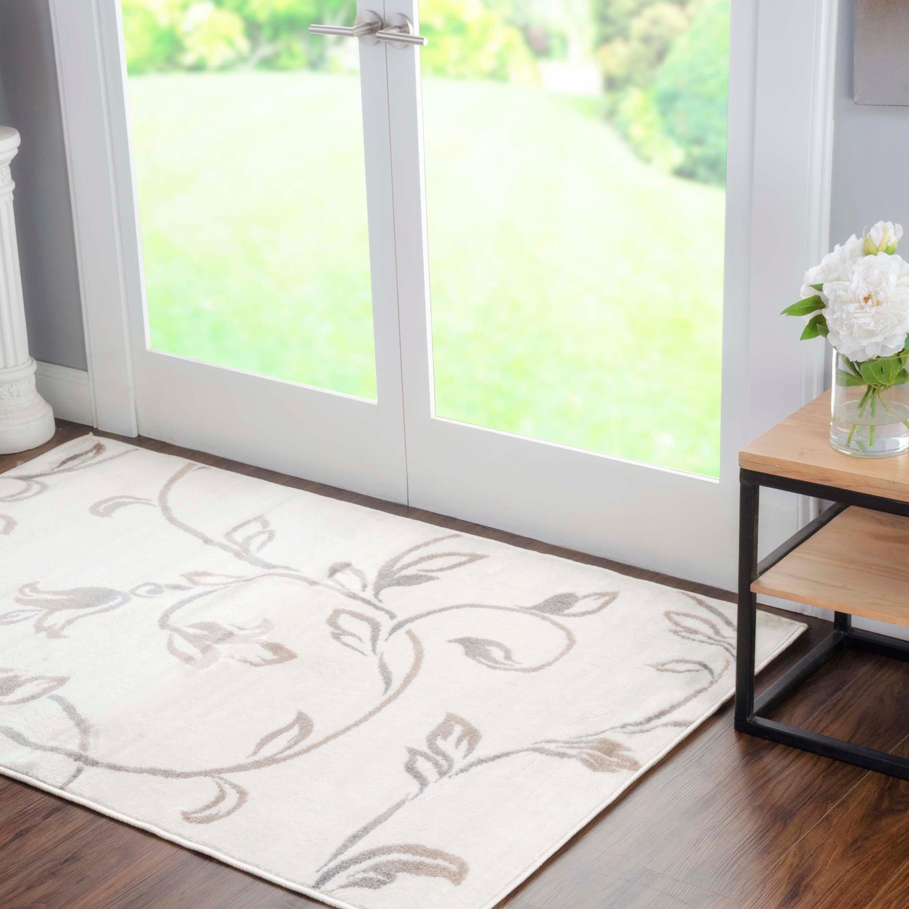Floral Vines Scrolling Indoor Large Area Rugs or Runner Rug