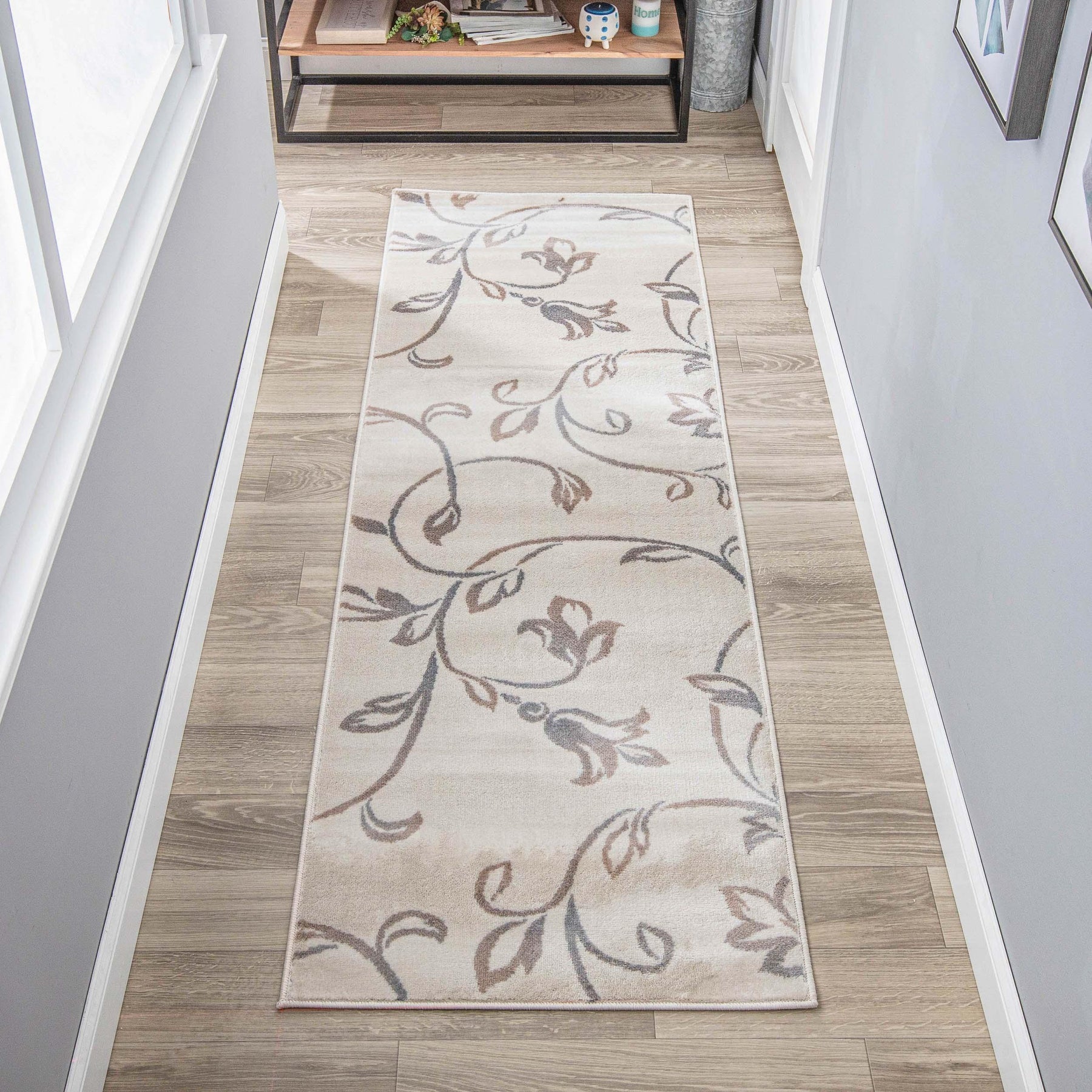 Floral Vines Scrolling Indoor Large Area Rugs or Runner Rug