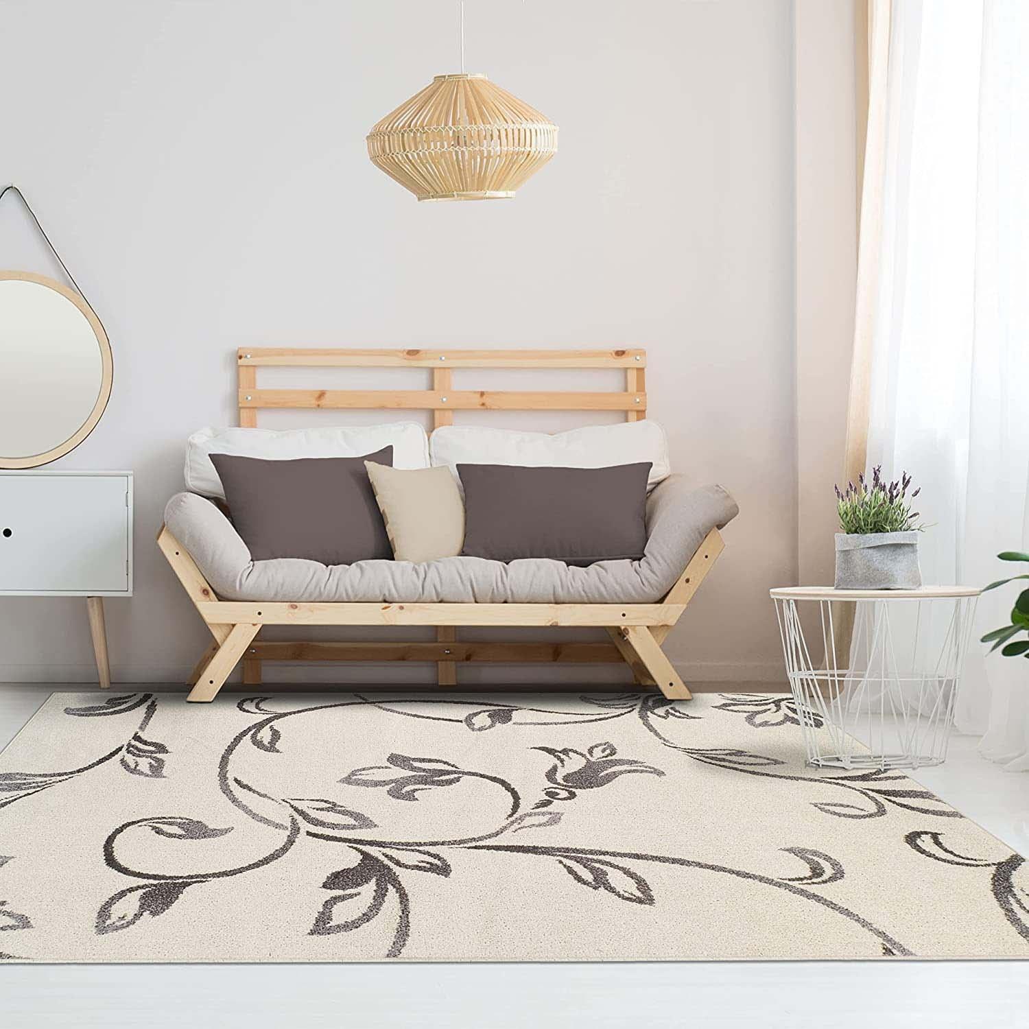 Floral Vines Scrolling Indoor Large Area Rugs or Runner Rug
