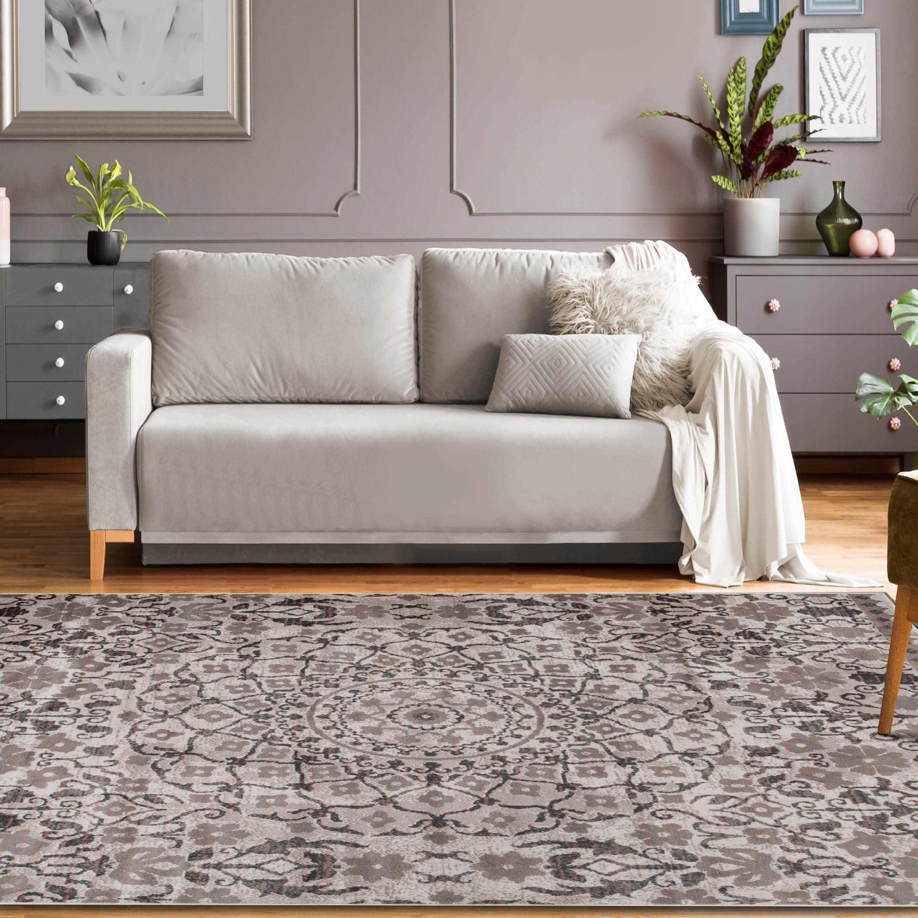 Galilee Vintage Bohemian Floral Mandala Indoor Area Rug Or Runner Rug