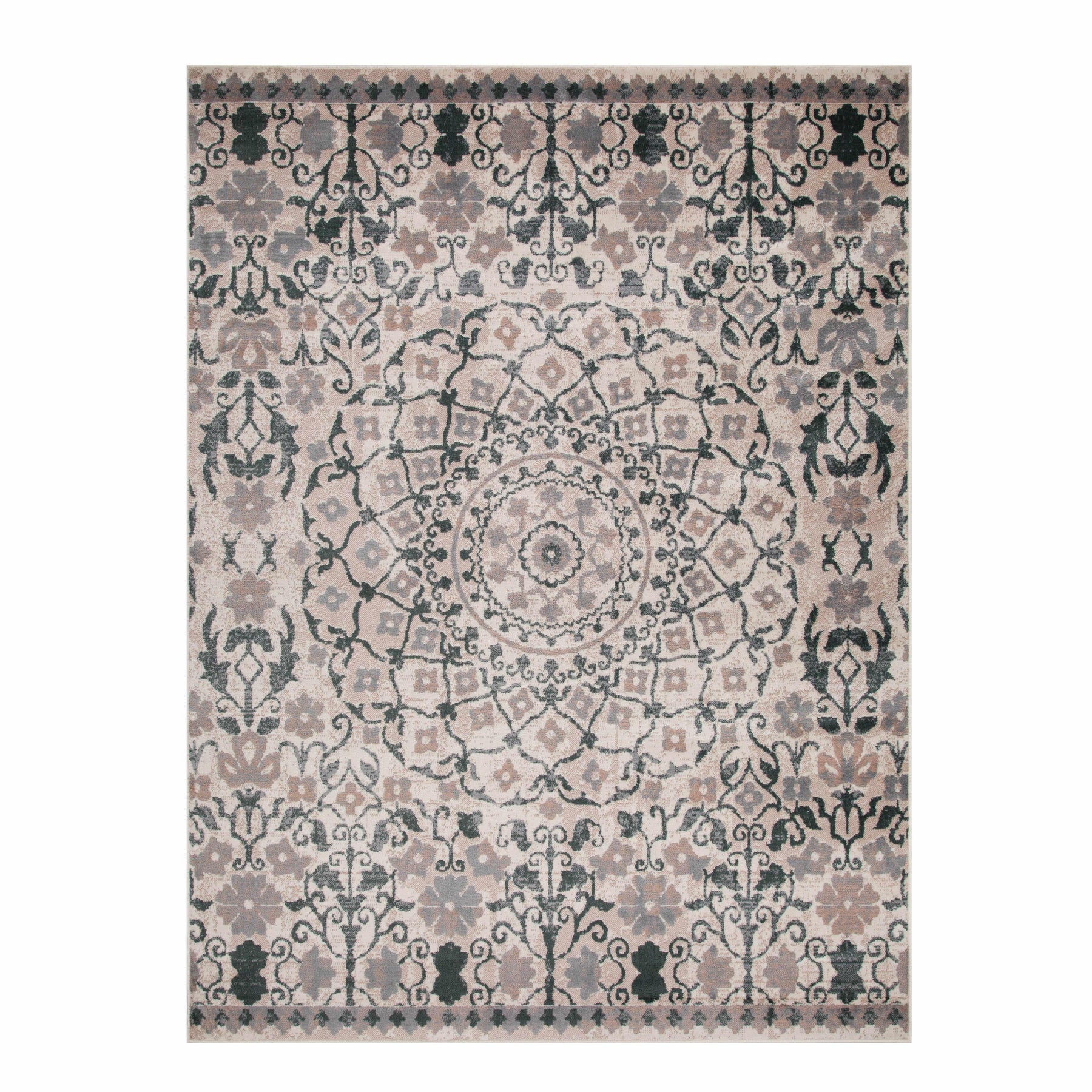 Galilee Vintage Bohemian Floral Mandala Indoor Area Rug Or Runner Rug