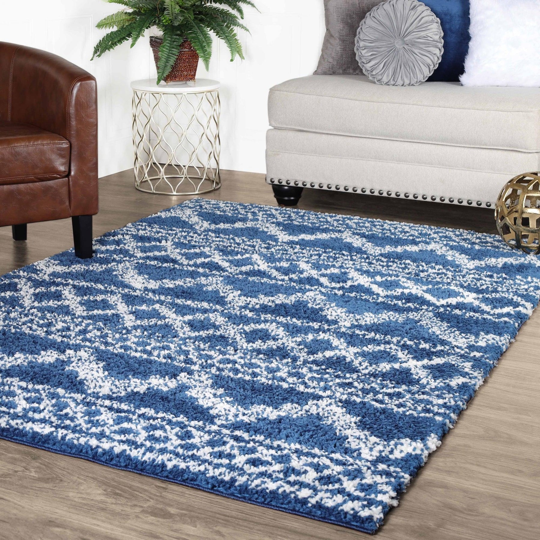 Geometric Bohemian Indoor Plush Shag Area Rug