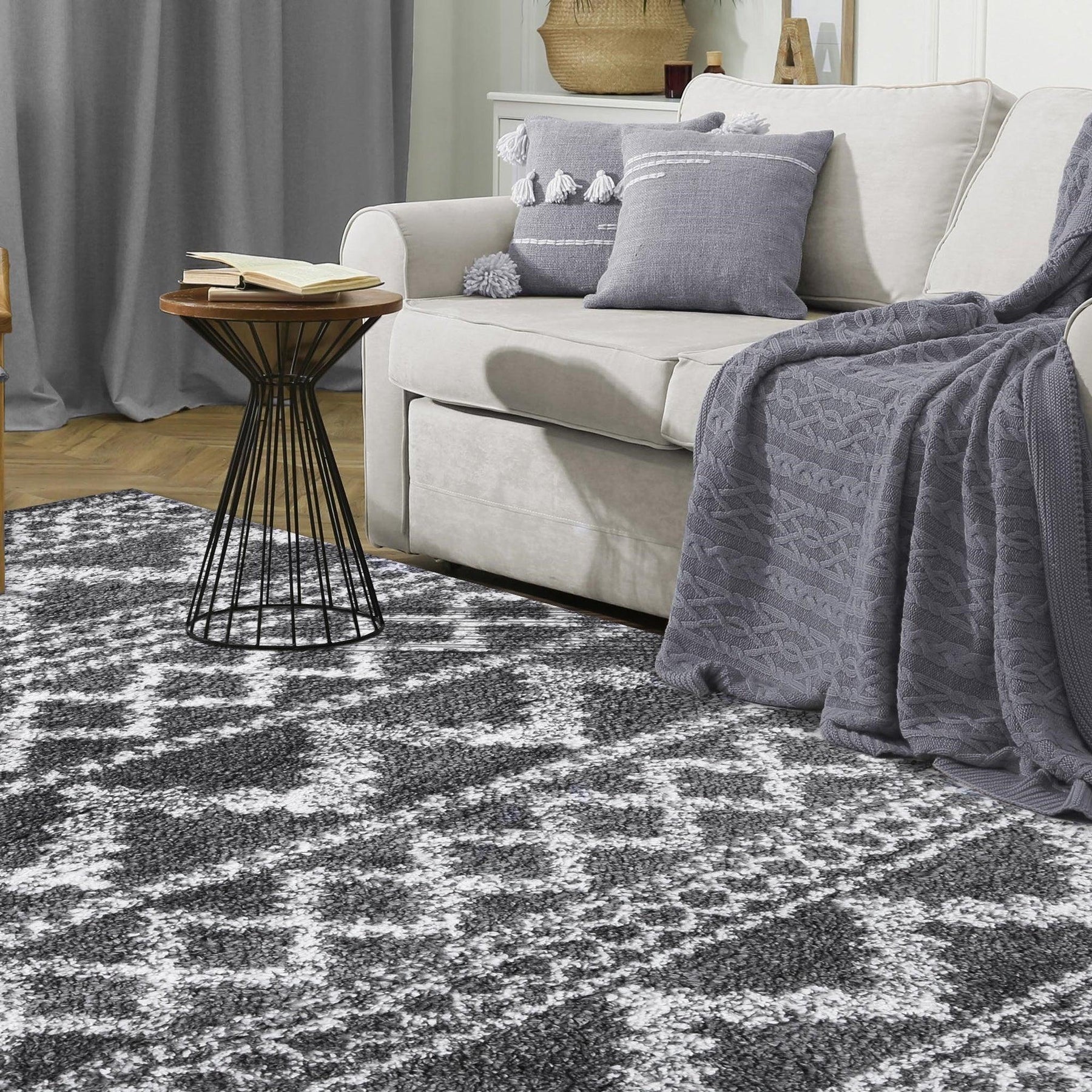 Geometric Bohemian Indoor Plush Shag Area Rug