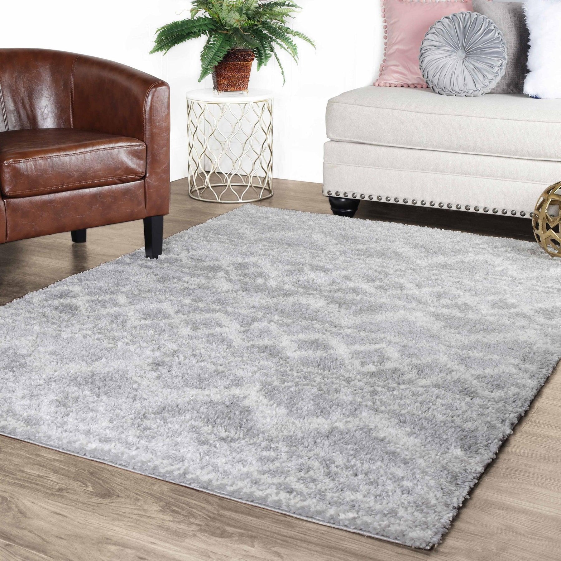 Geometric Bohemian Indoor Plush Shag Area Rug