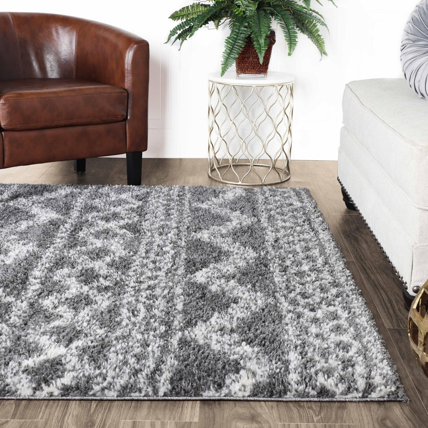 Geometric Bohemian Indoor Plush Shag Area Rug
