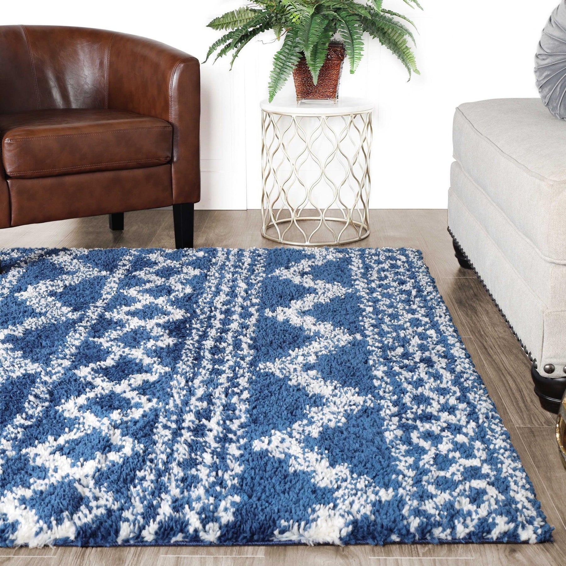 Geometric Bohemian Indoor Plush Shag Area Rug