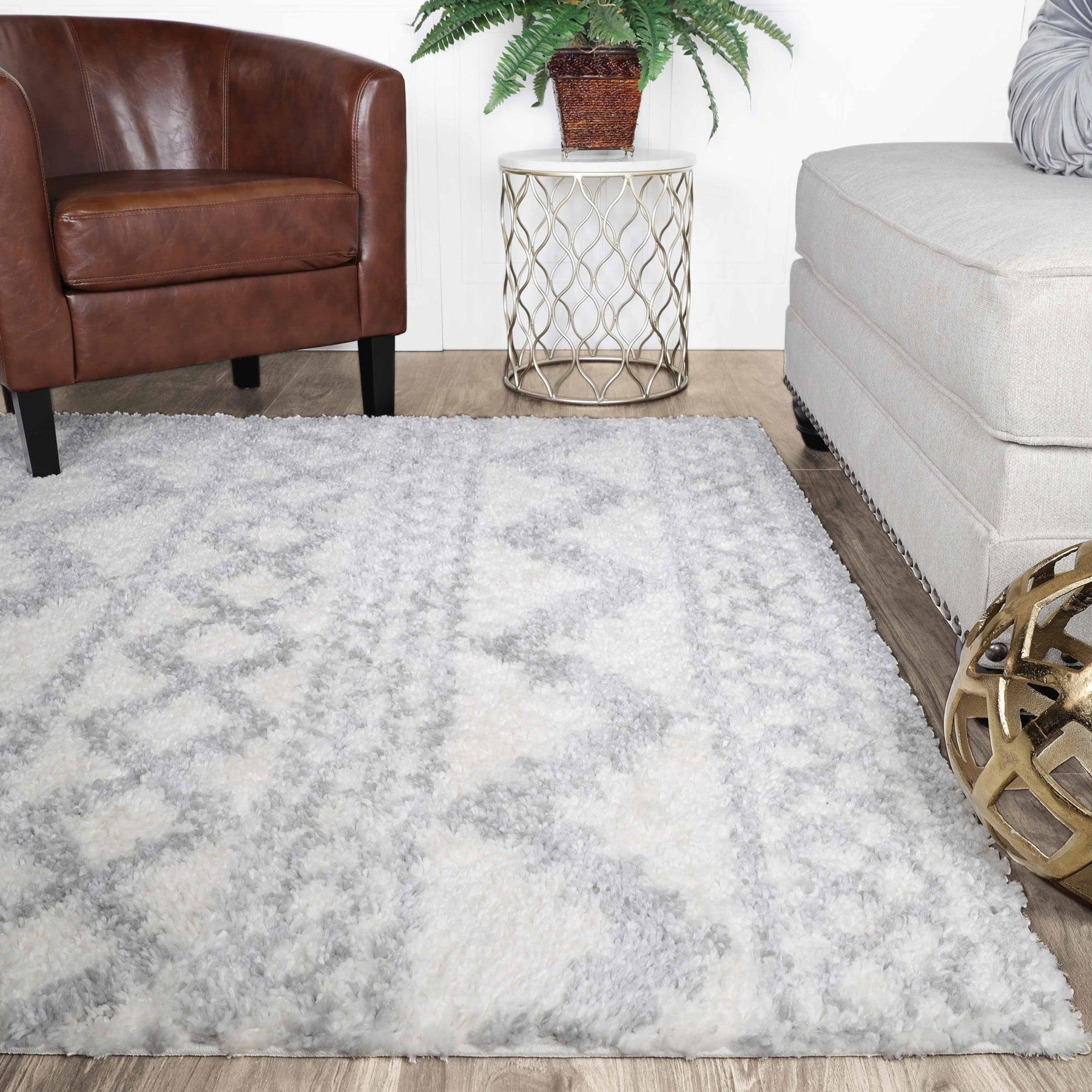 Geometric Bohemian Indoor Plush Shag Area Rug