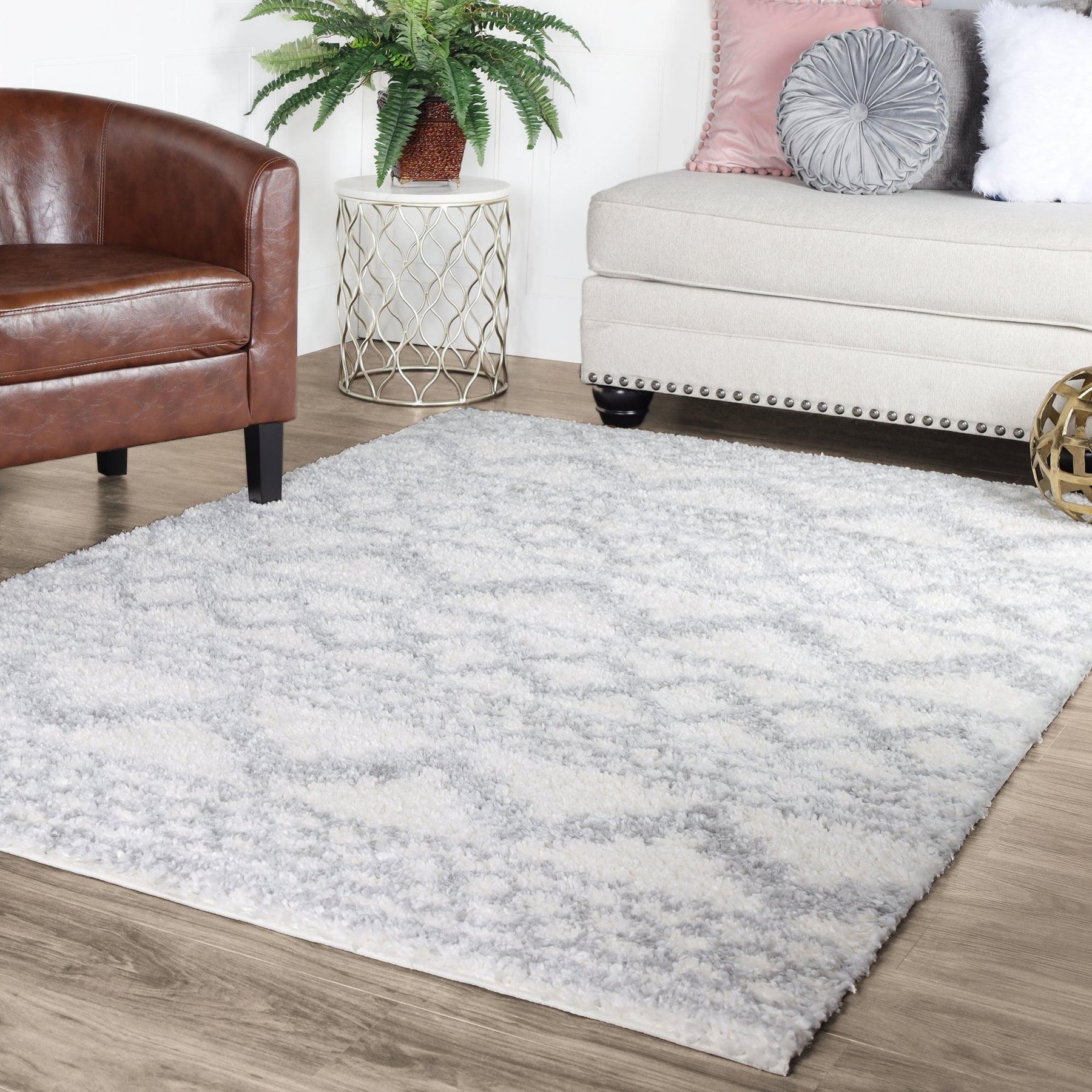 Geometric Bohemian Indoor Plush Shag Area Rug