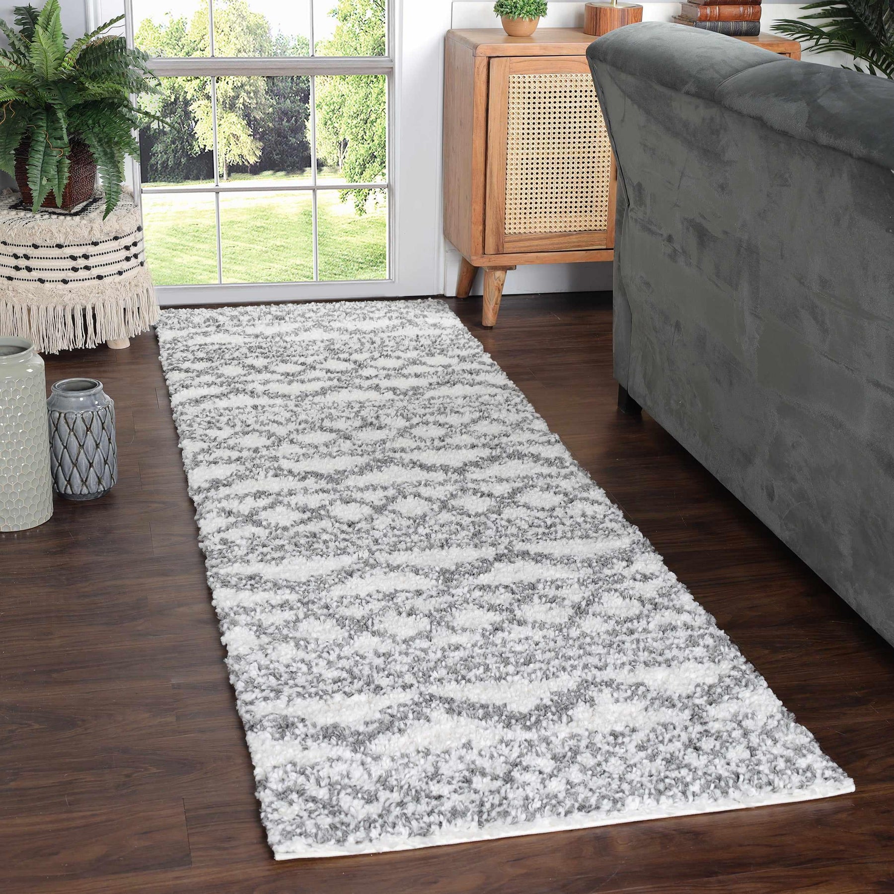 Geometric Bohemian Indoor Plush Shag Area Rug
