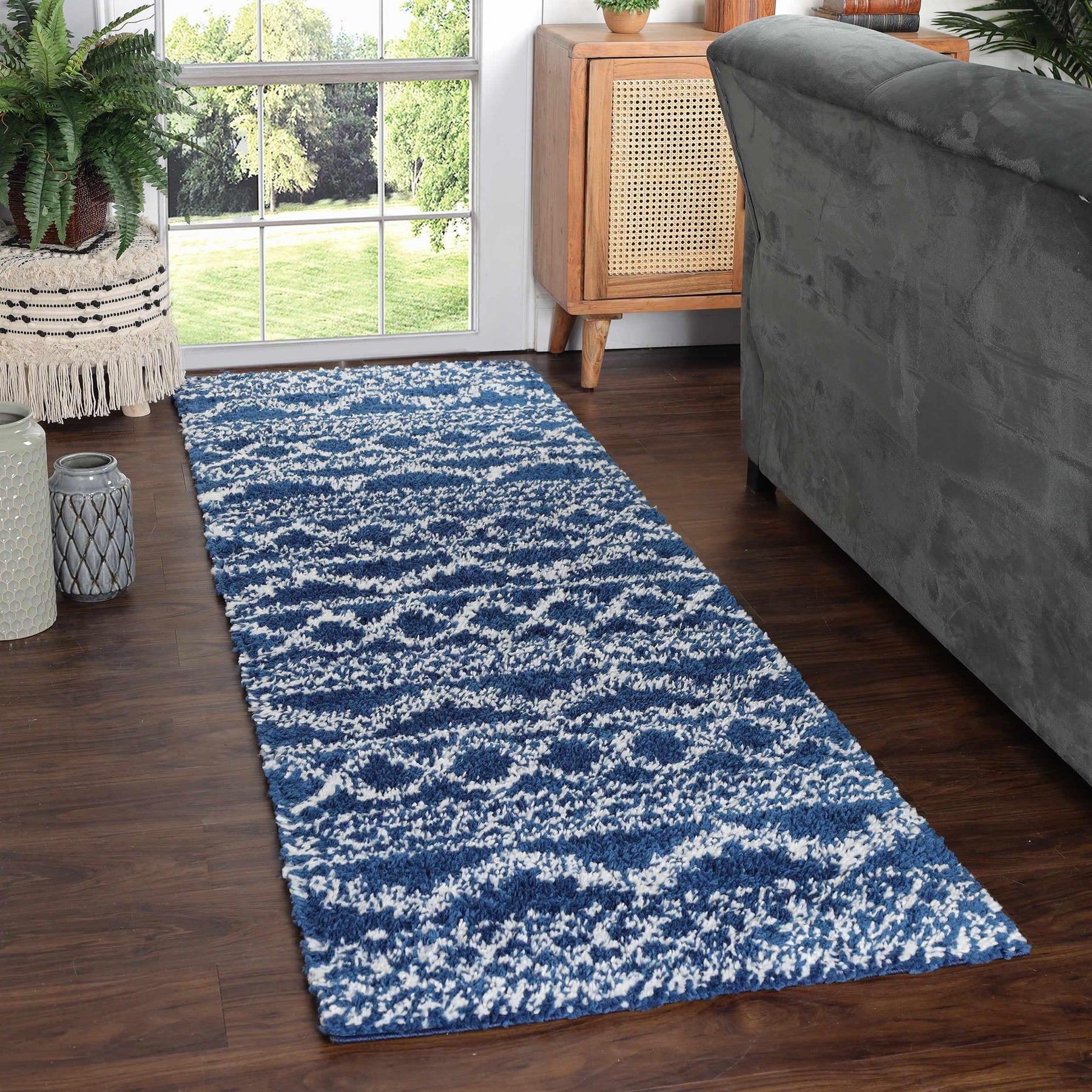 Geometric Bohemian Indoor Plush Shag Area Rug
