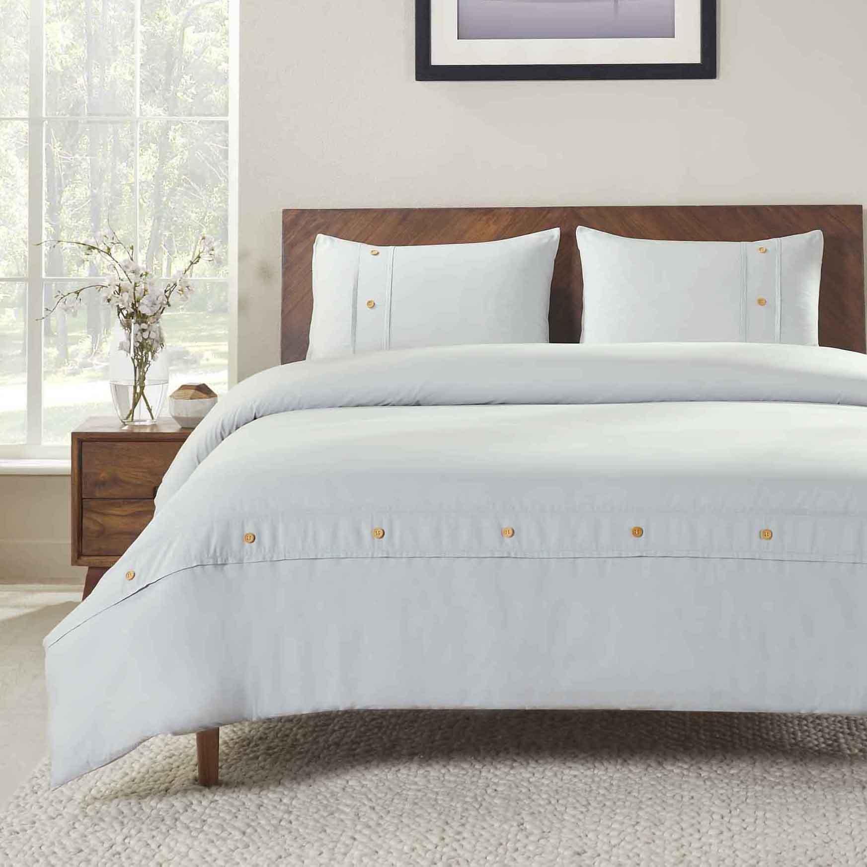 Gina Organic Cotton 300 Thread Count Percale 3 Piece Duvet Cover Set