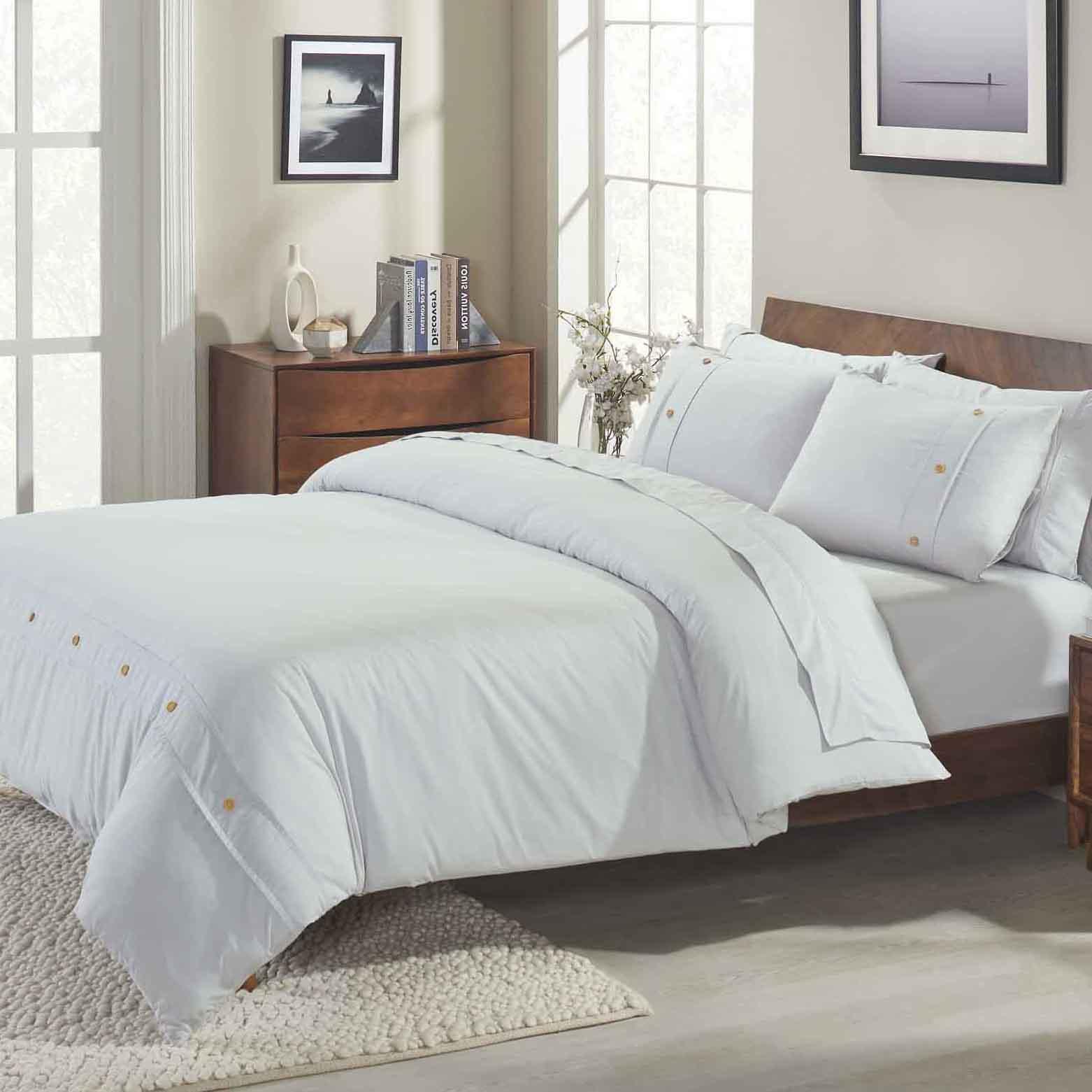 Gina Organic Cotton 300 Thread Count Percale 3 Piece Duvet Cover Set