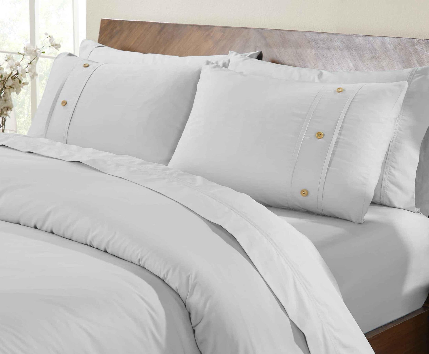 Gina Organic Cotton 300 Thread Count Percale 3 Piece Duvet Cover Set