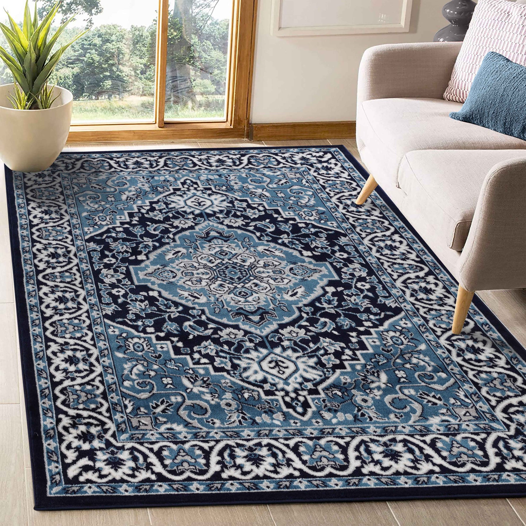 Glendale Traditional Floral Medallion Indoor Area Rug or Runner Rug