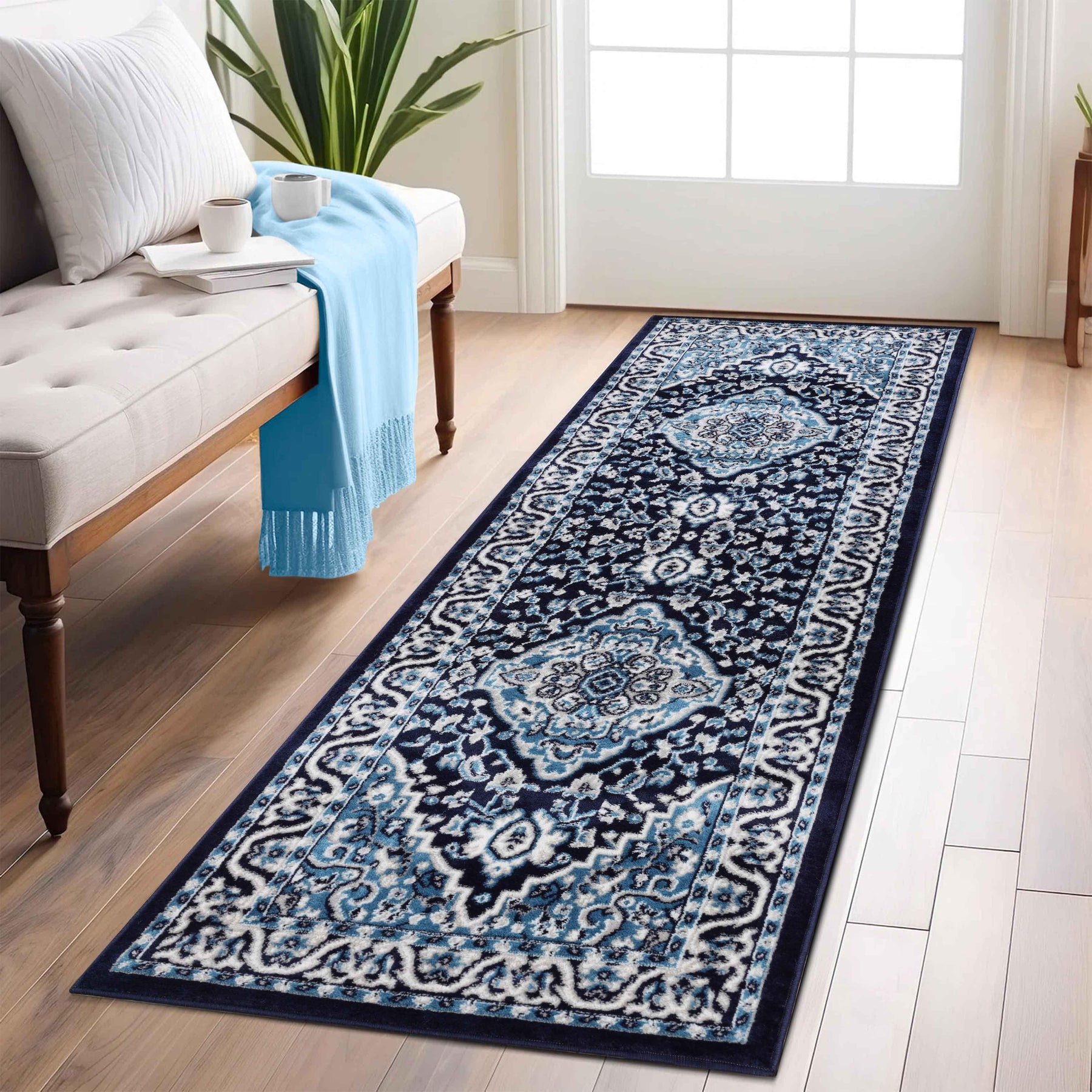 Glendale Traditional Floral Medallion Indoor Area Rug or Runner Rug