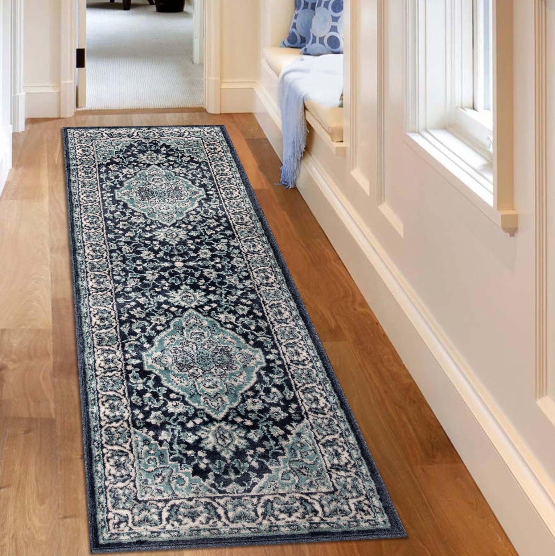 Glendale Traditional Floral Medallion Indoor Area Rug or Runner Rug