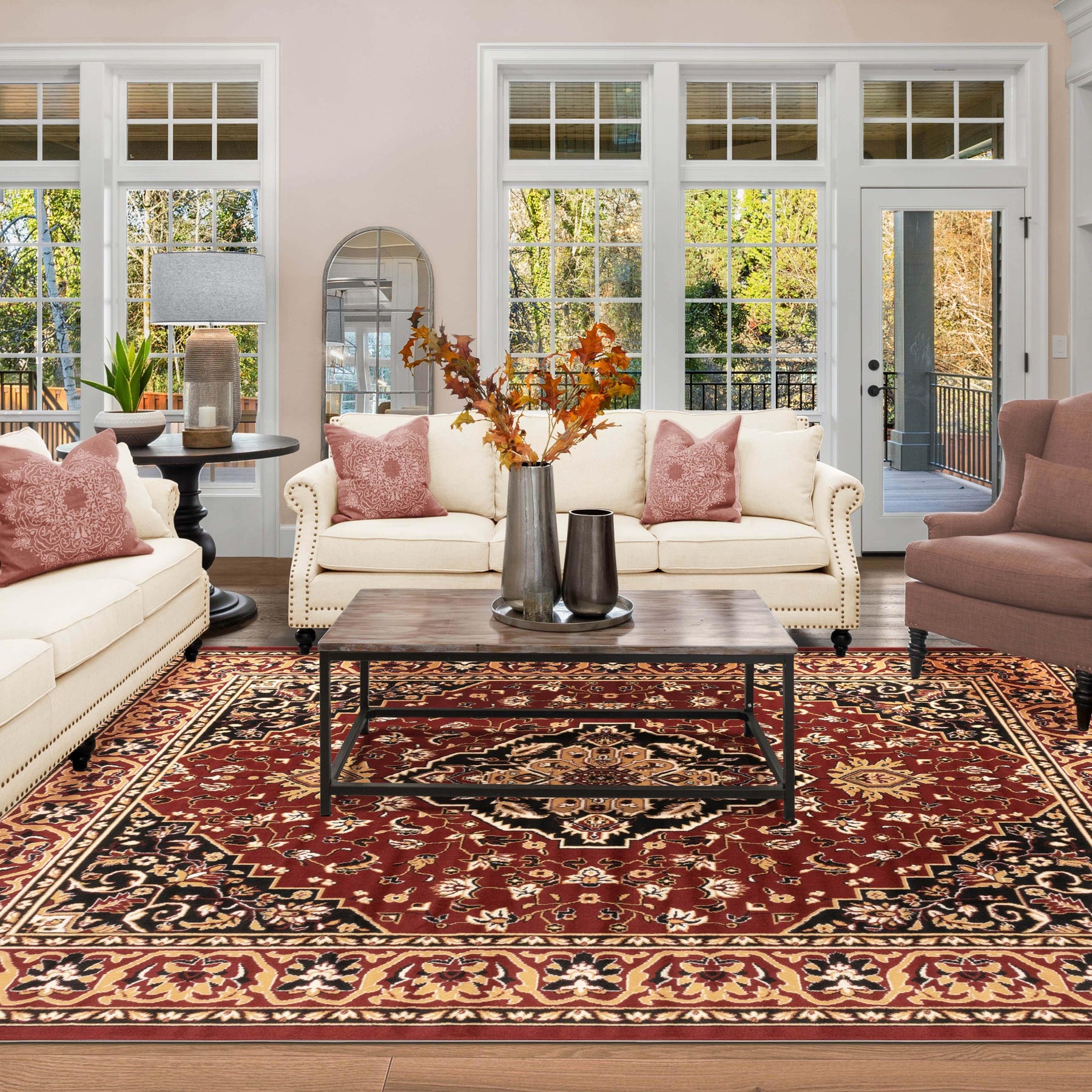 Glendale Traditional Floral Medallion Indoor Area Rug or Runner Rug