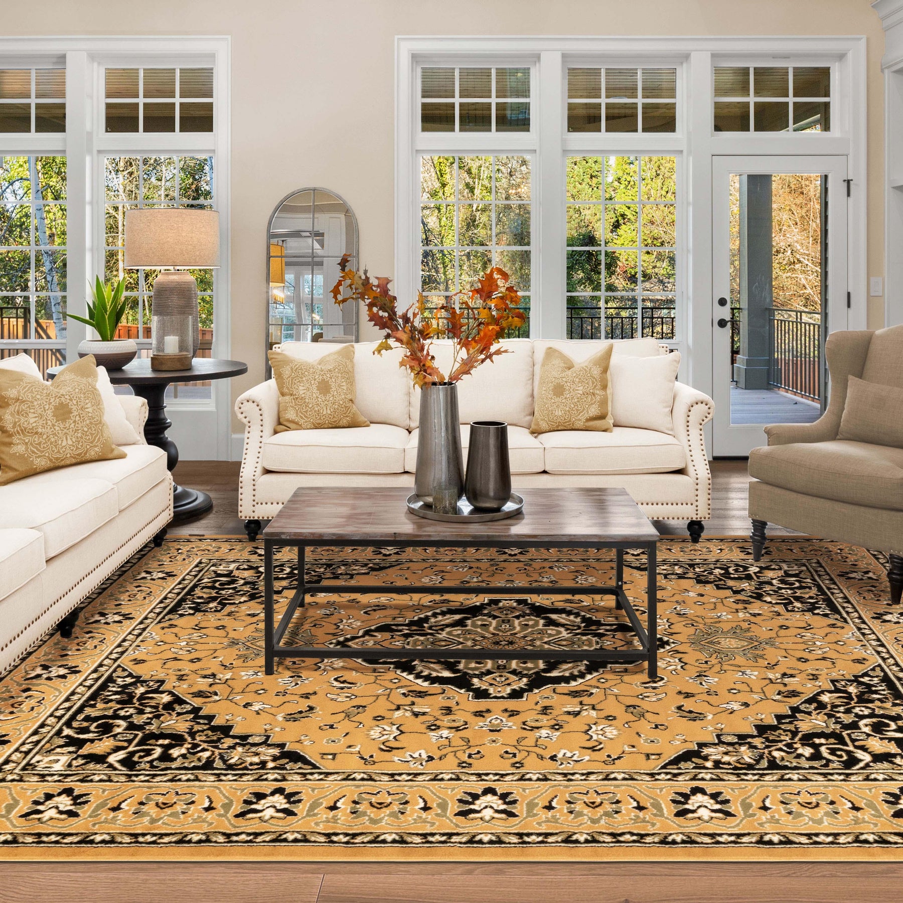 Glendale Traditional Floral Medallion Indoor Area Rug or Runner Rug
