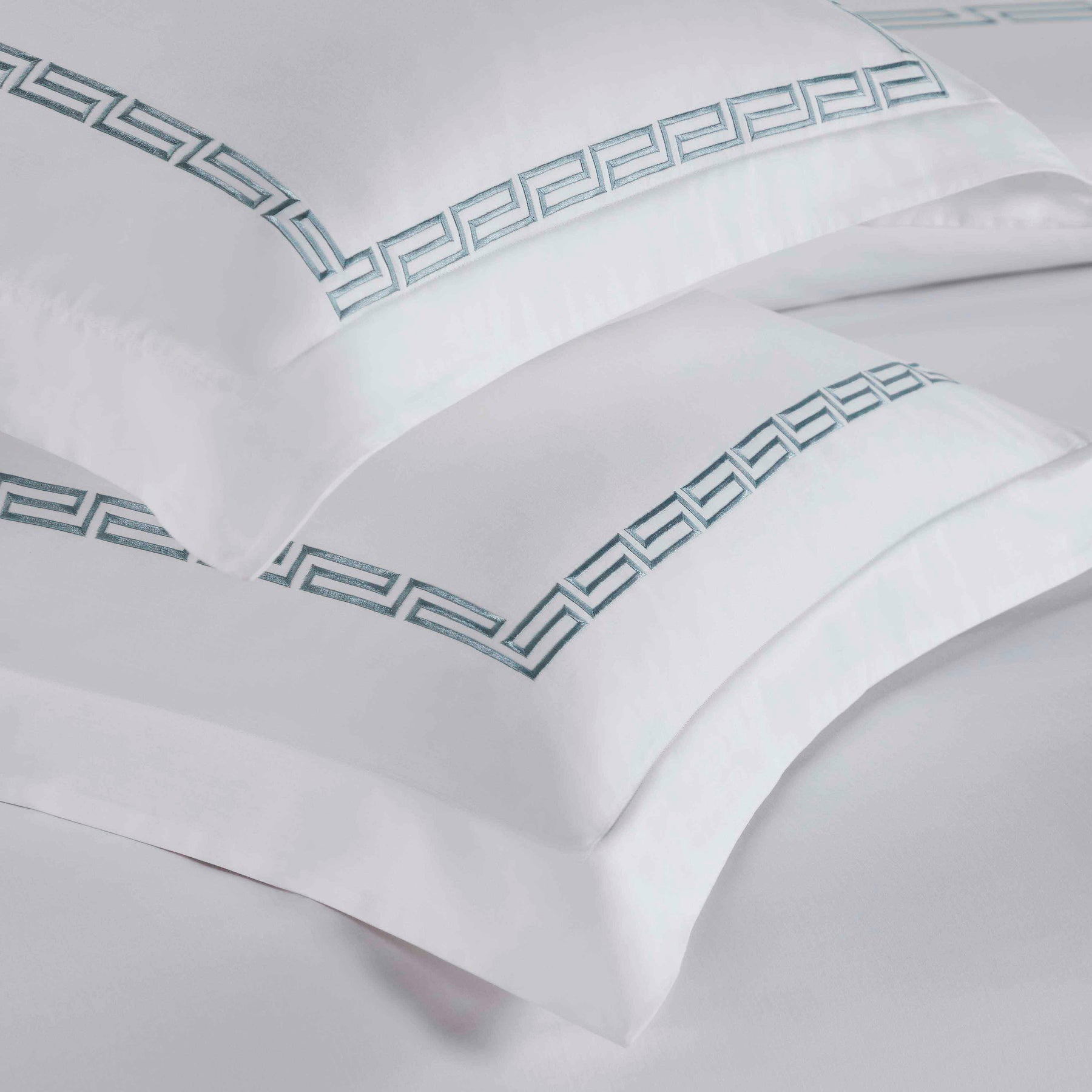 Harrison Cotton Greek Key Embroidered 3 Piece Duvet Cover Set