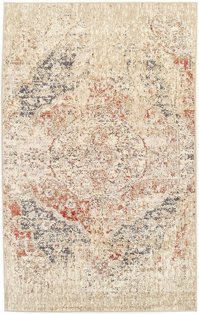 Heavily Distressed Oriental Medallion Area Rug