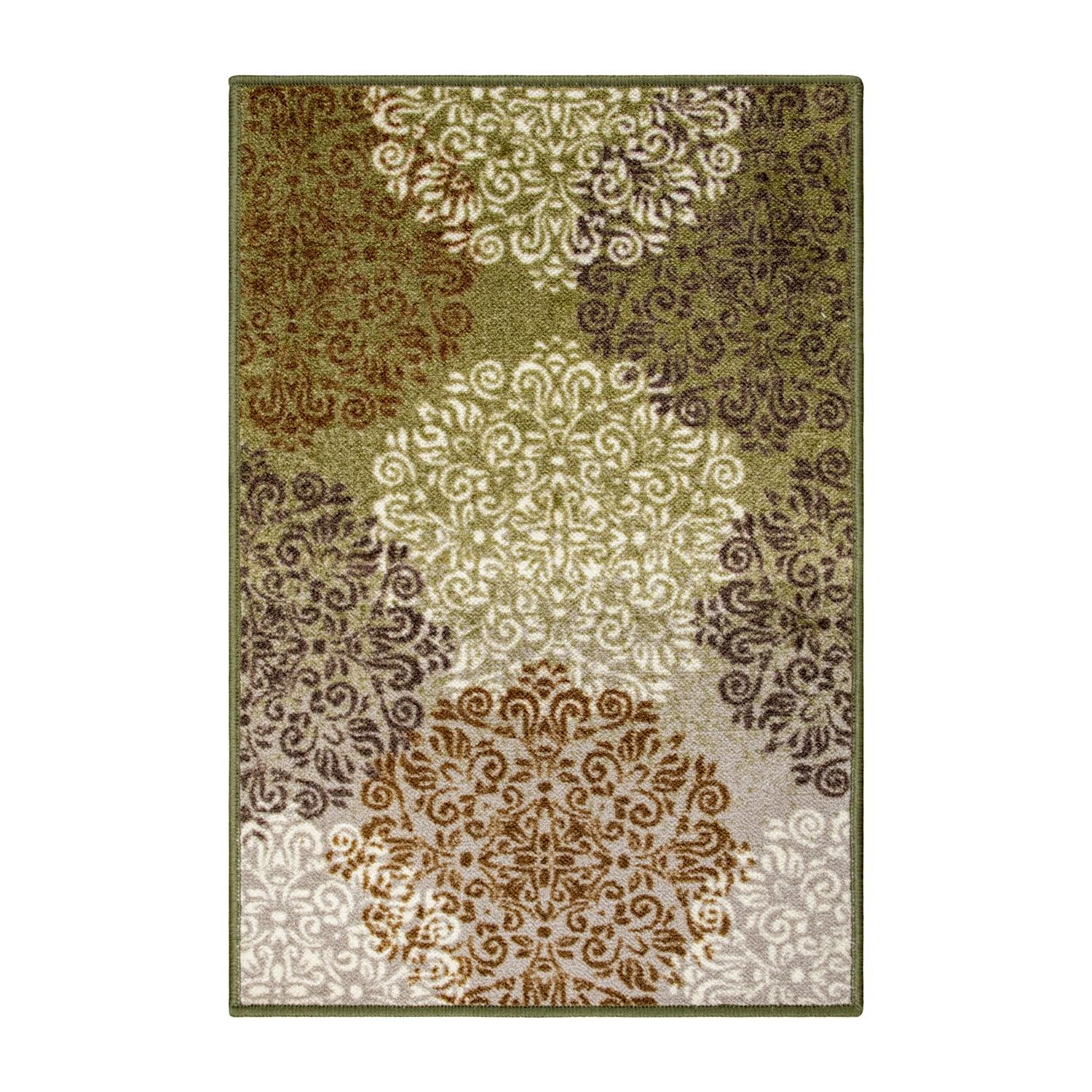 Hedena Traditional Non-Slip Medallion Floral Indoor Washable Area Rug
